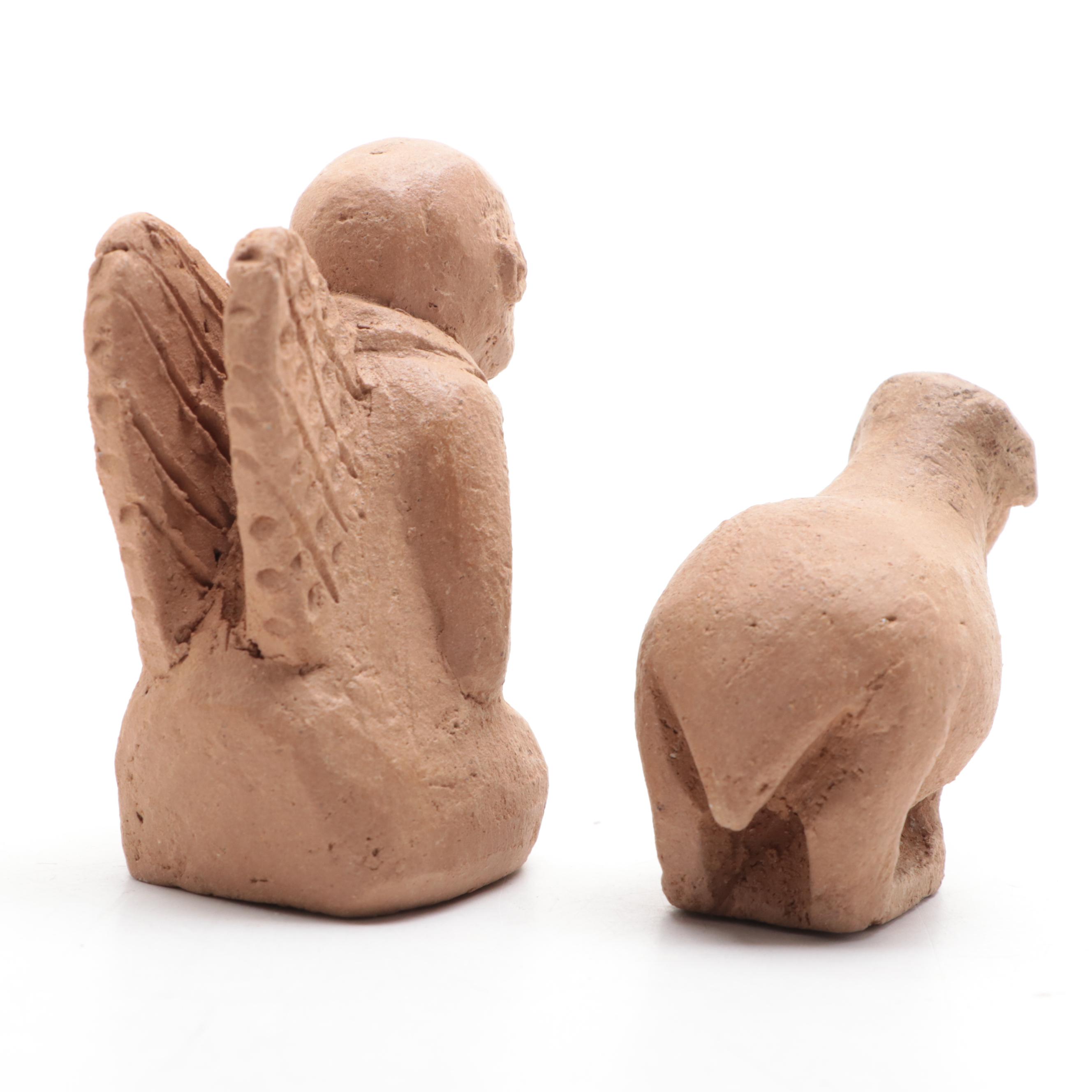 George Shija Signed Hand Built Clay Nativity Figurines