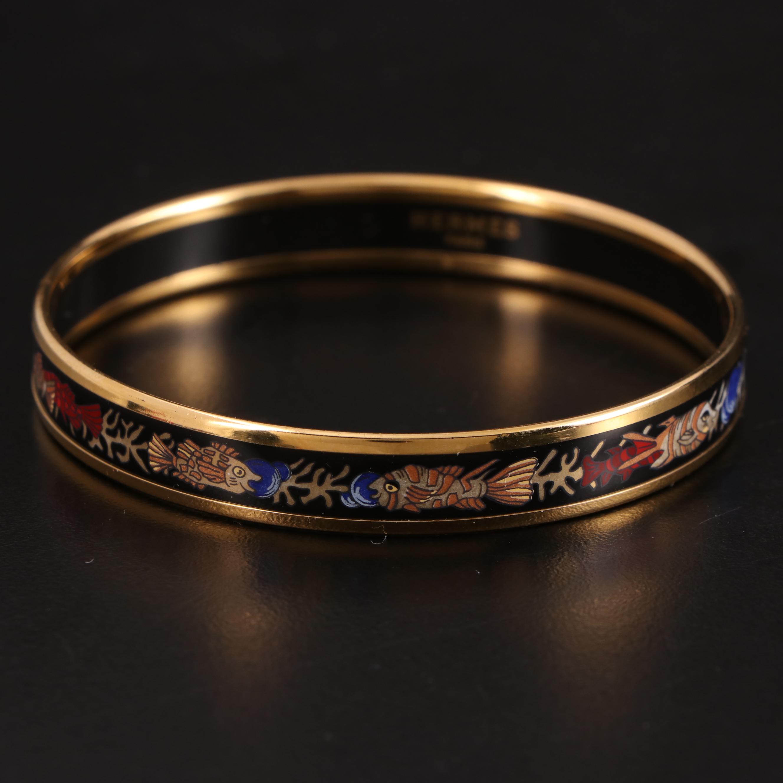 Hermès "Grand Fonds" Narrow Enamel Bangle
