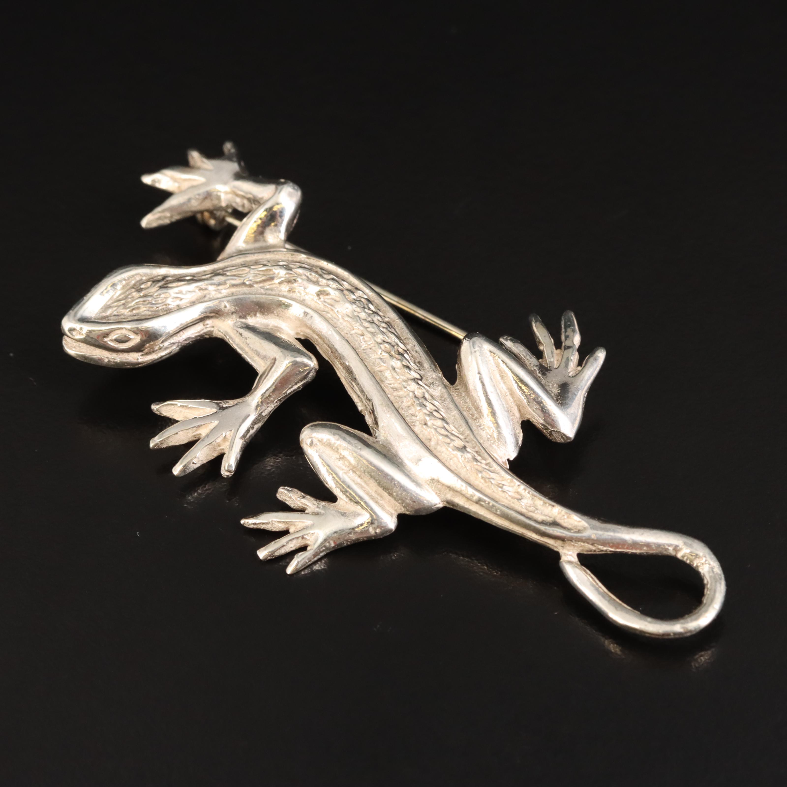 Mexican Sterling Lizard Brooch