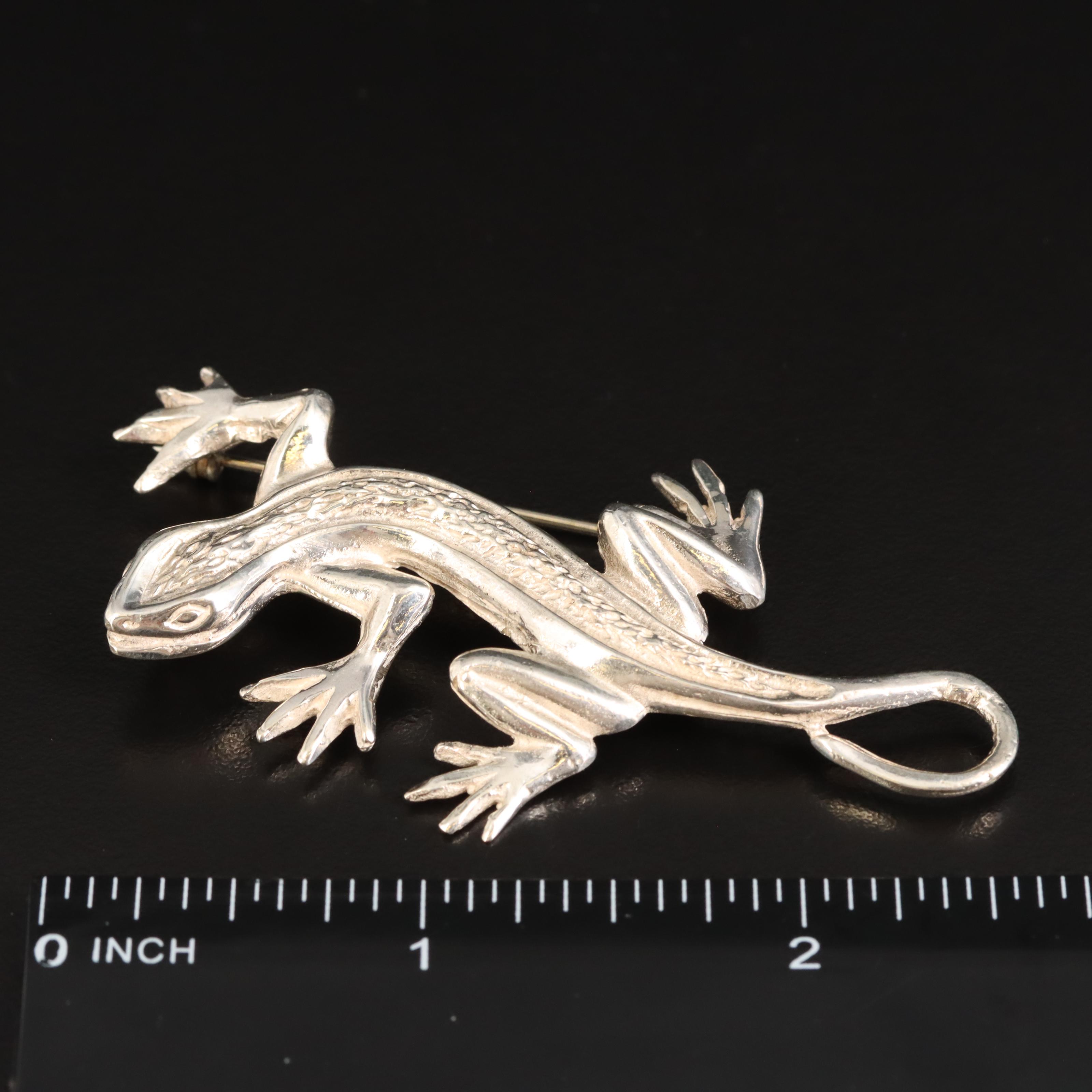 Mexican Sterling Lizard Brooch