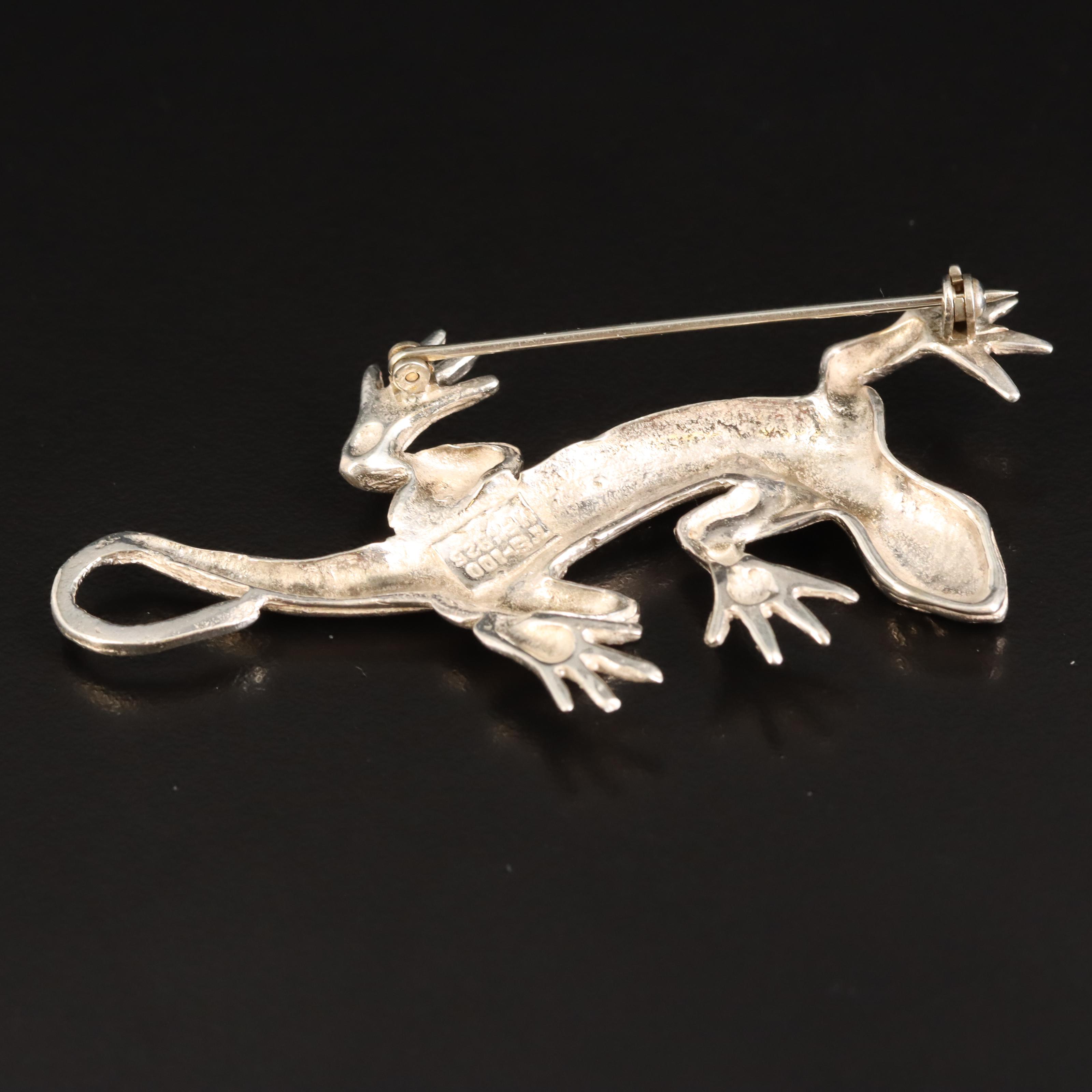 Mexican Sterling Lizard Brooch