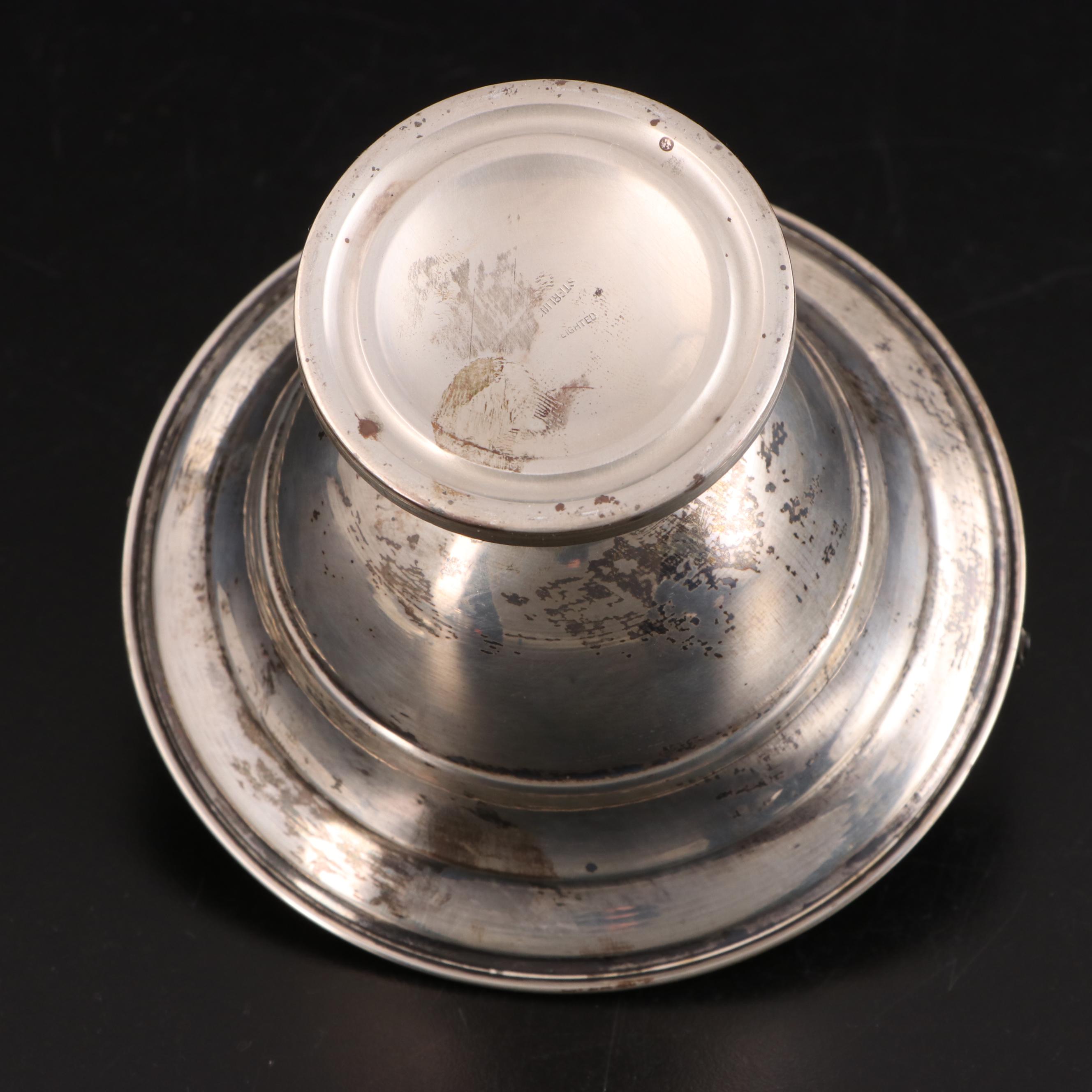 Sterling Silver Basket with Rosenthal and Whiting Sterling Rimmed Coasters