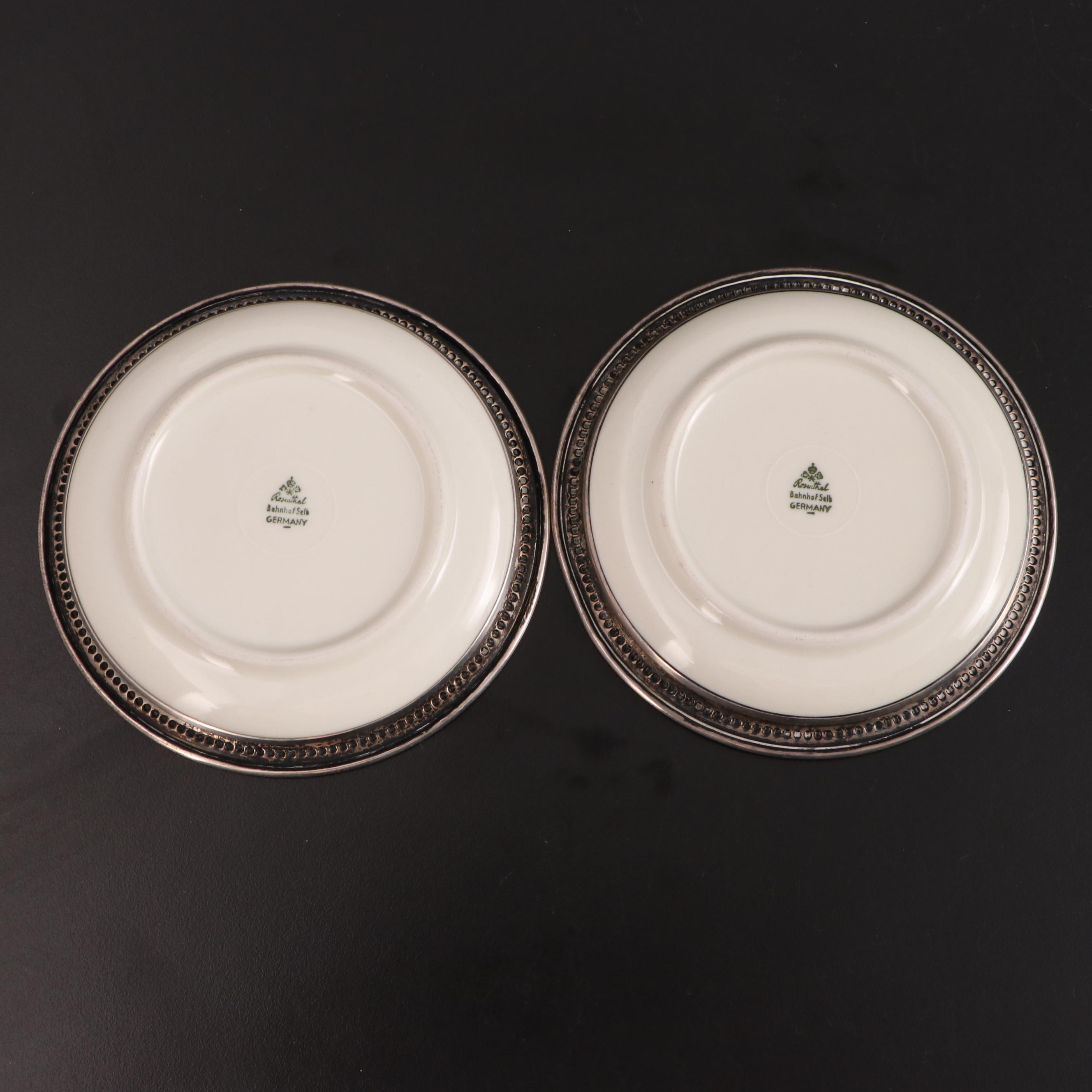 Sterling Silver Basket with Rosenthal and Whiting Sterling Rimmed Coasters