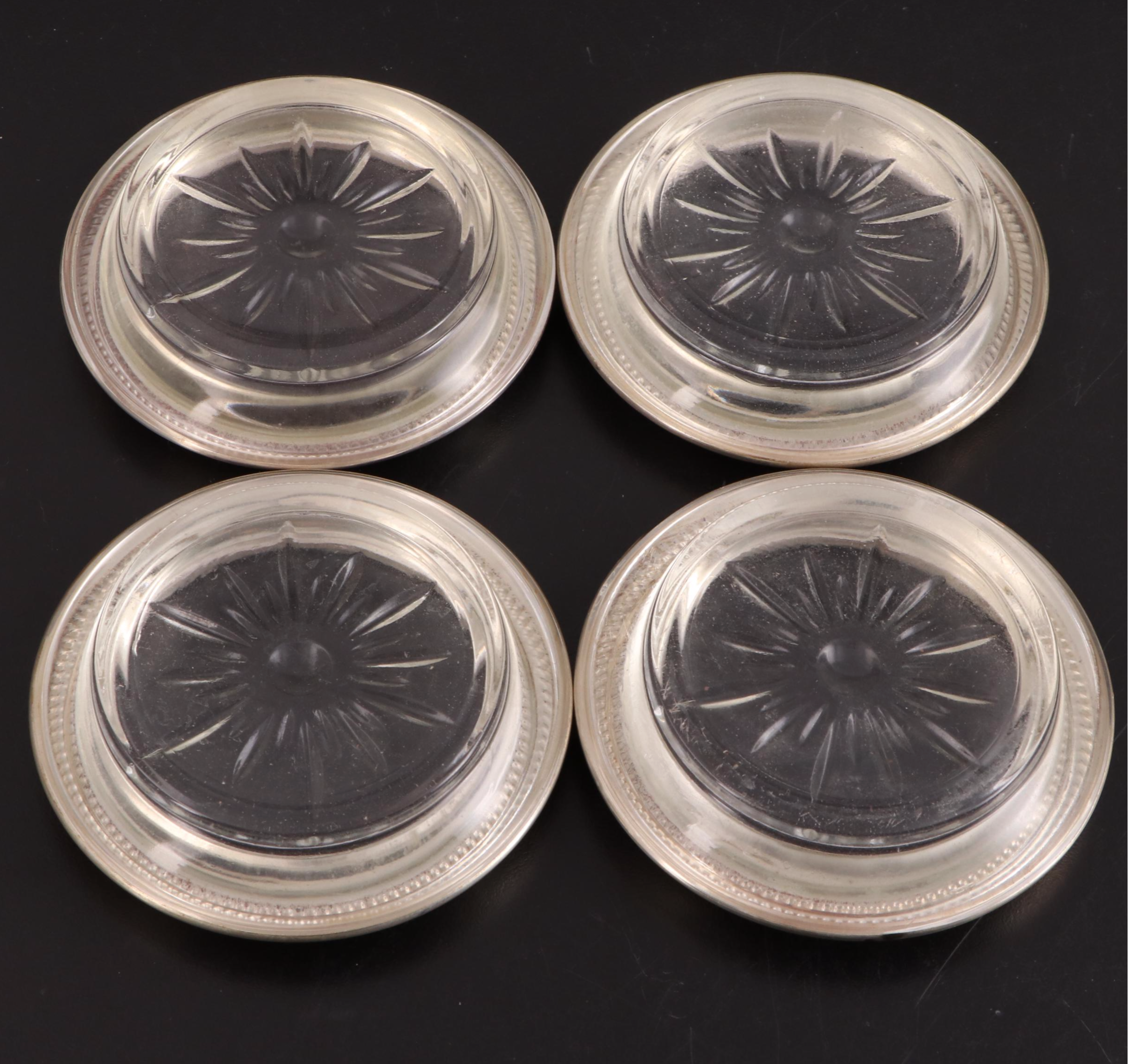 Sterling Silver Basket with Rosenthal and Whiting Sterling Rimmed Coasters