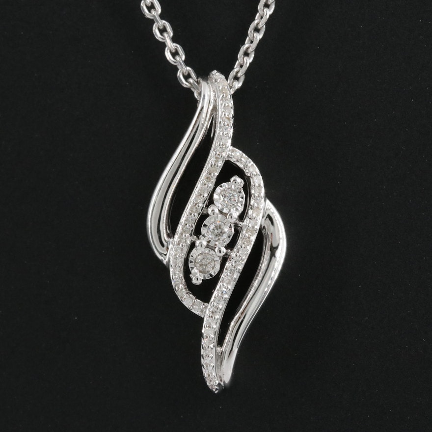 Sterling Diamond Pendant Necklace