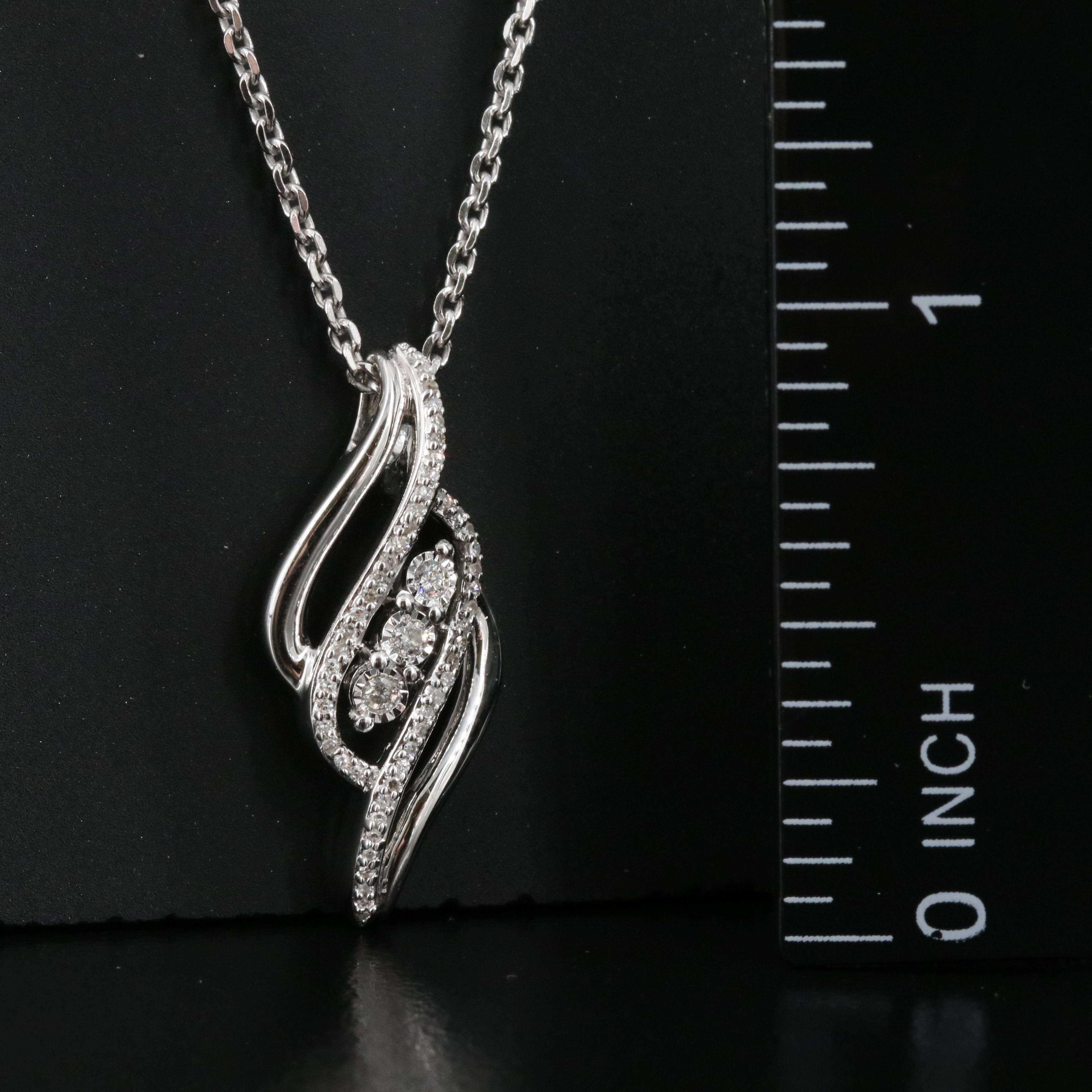 Sterling Diamond Pendant Necklace