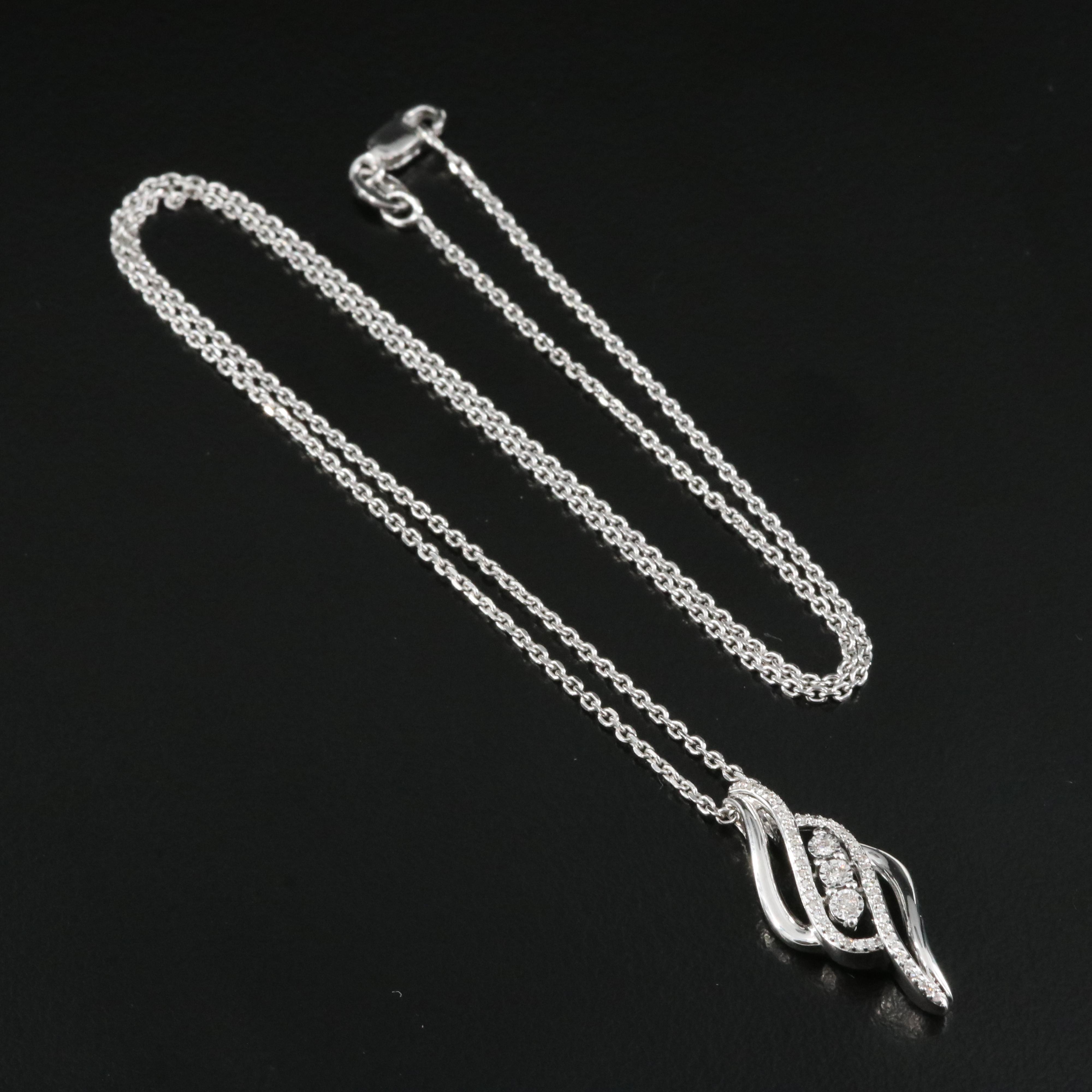 Sterling Diamond Pendant Necklace