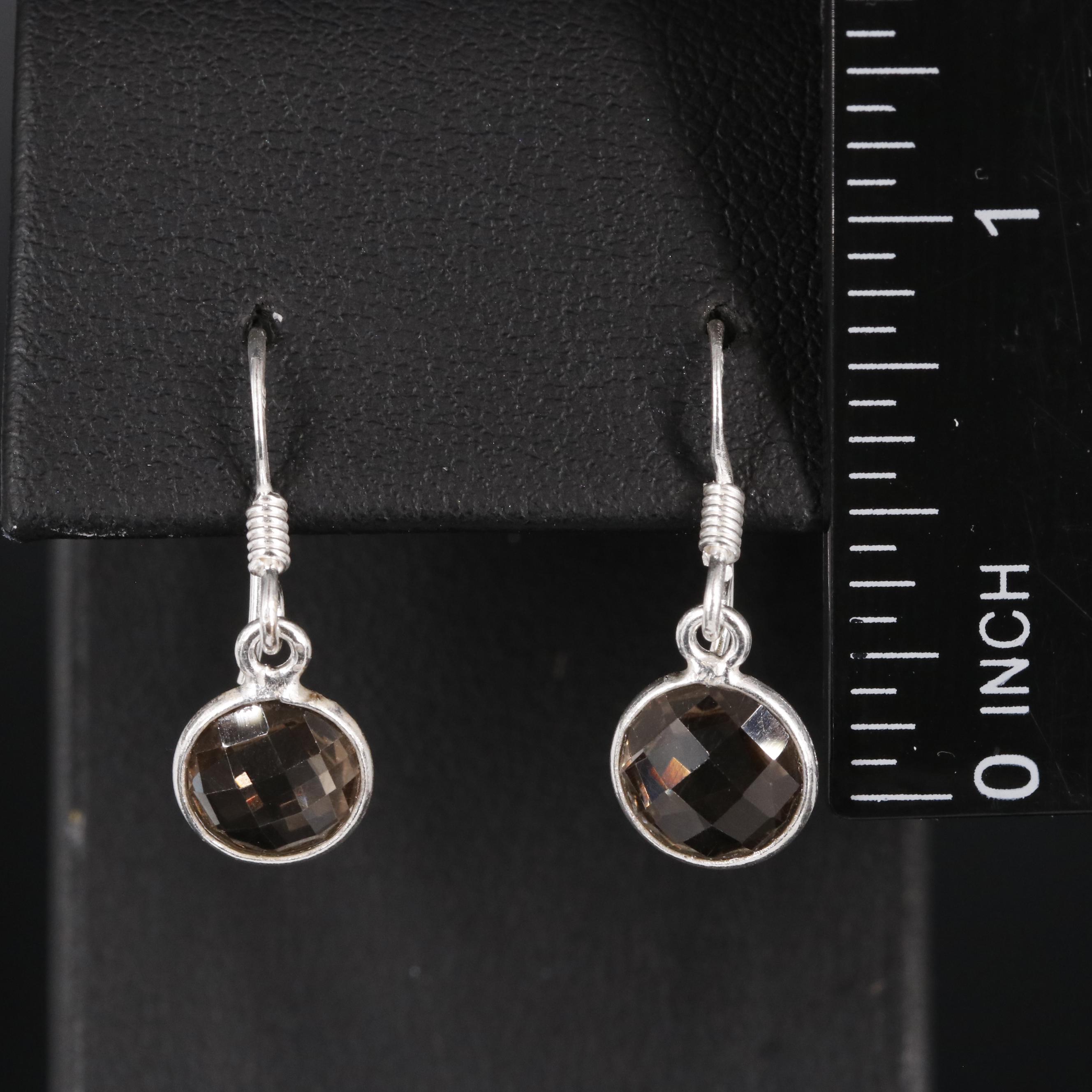 Sterling Smoky Quartz Dangle Earrings