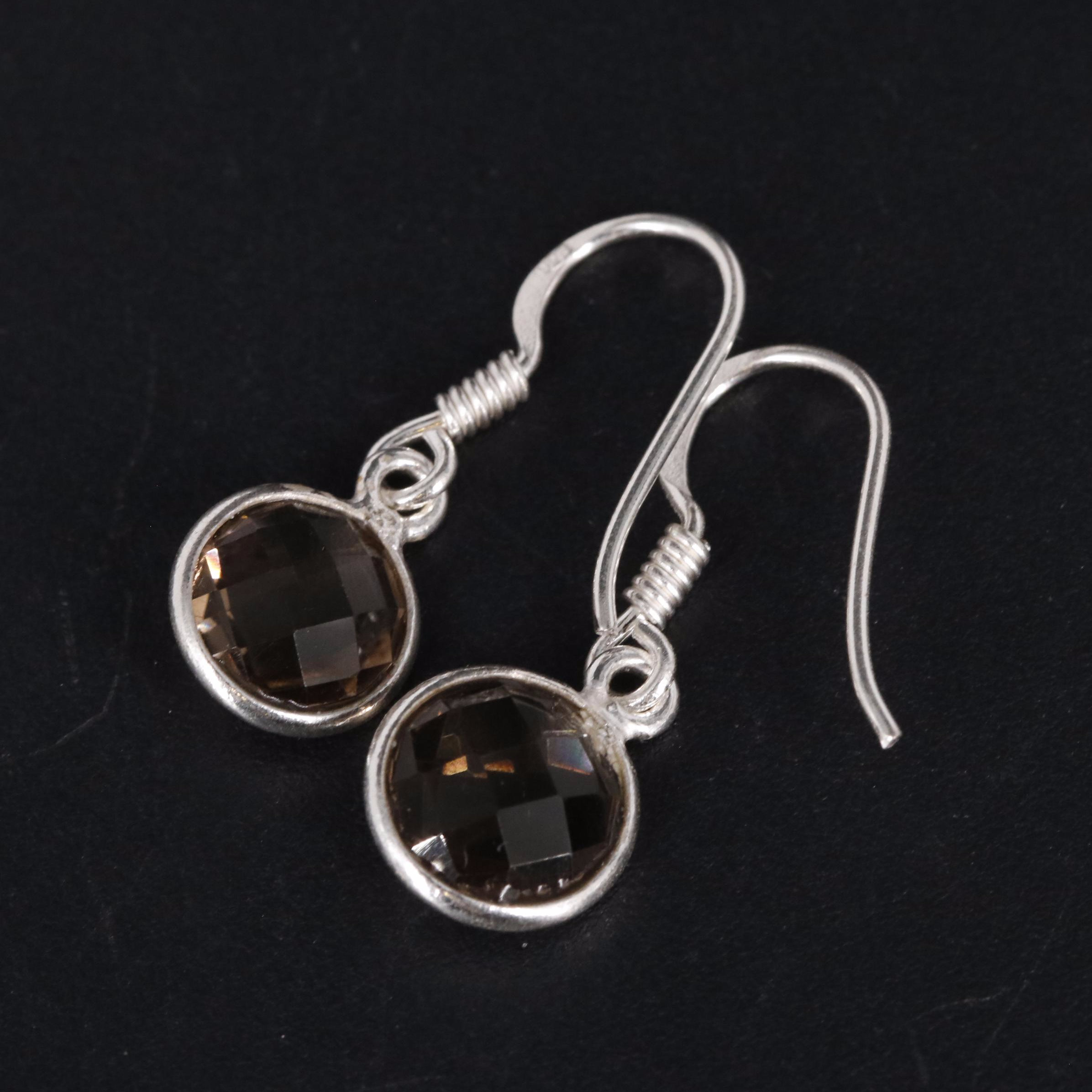 Sterling Smoky Quartz Dangle Earrings