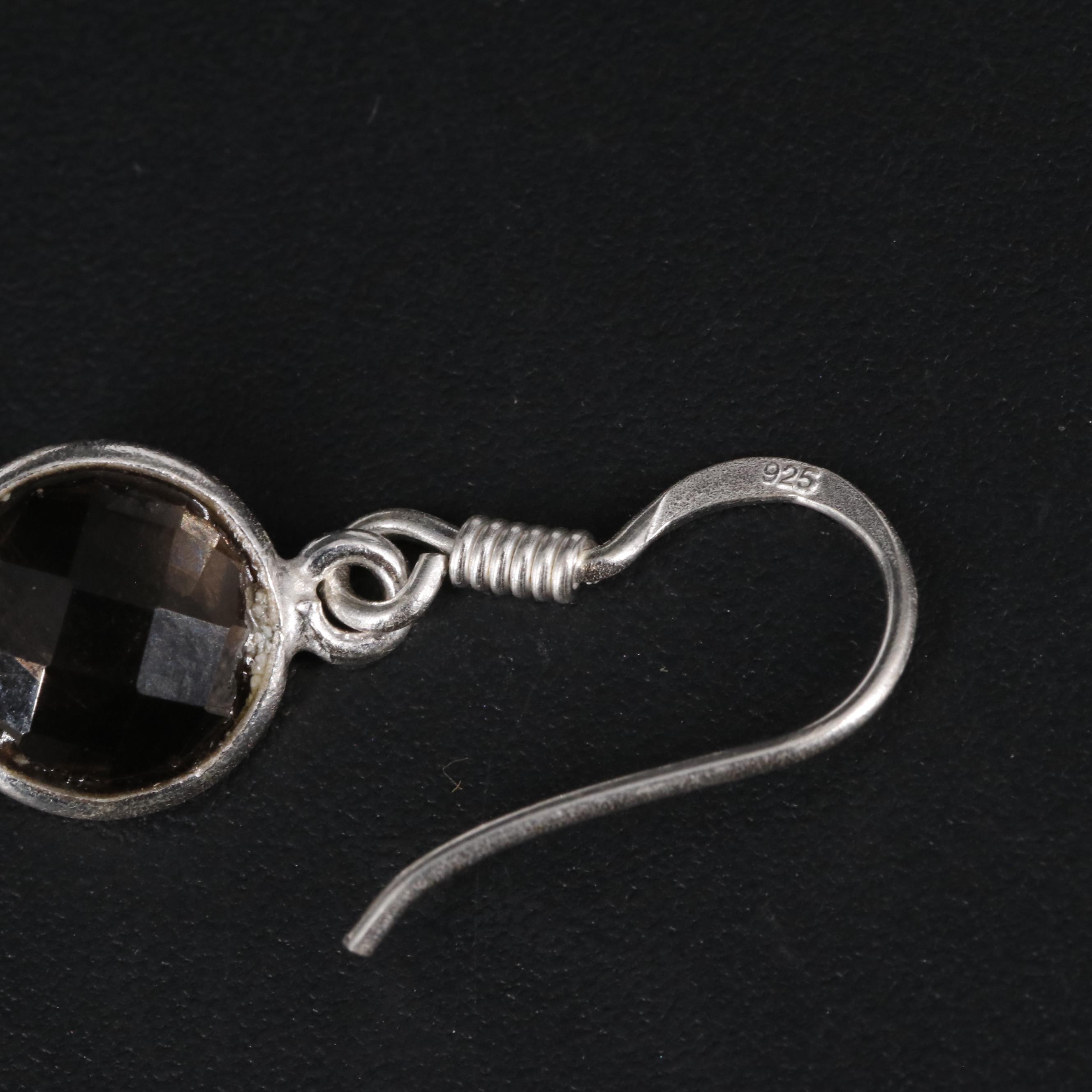 Sterling Smoky Quartz Dangle Earrings