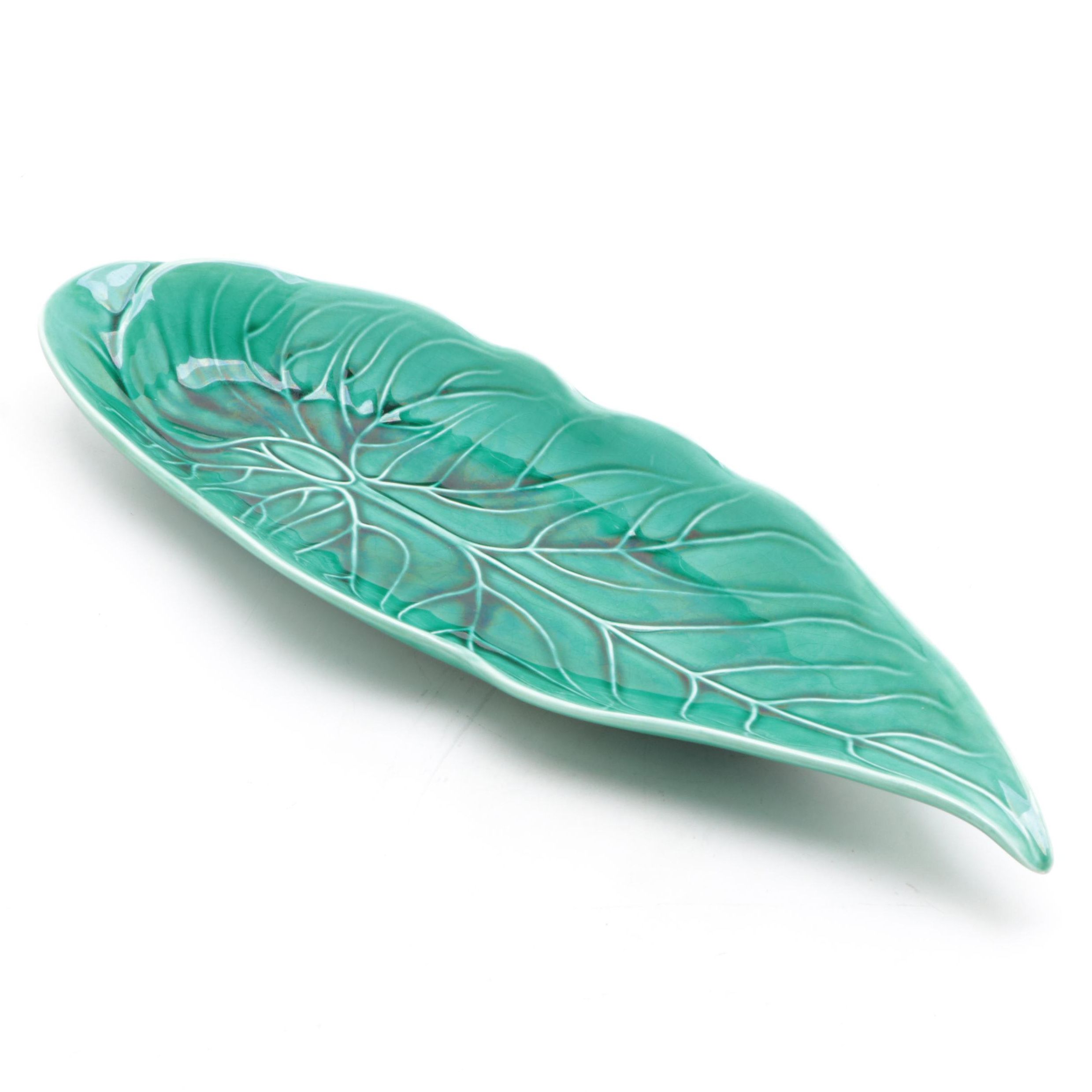 Wedgwood Ceramic Majolica Leaf Relish Dish, Mid-20th Century