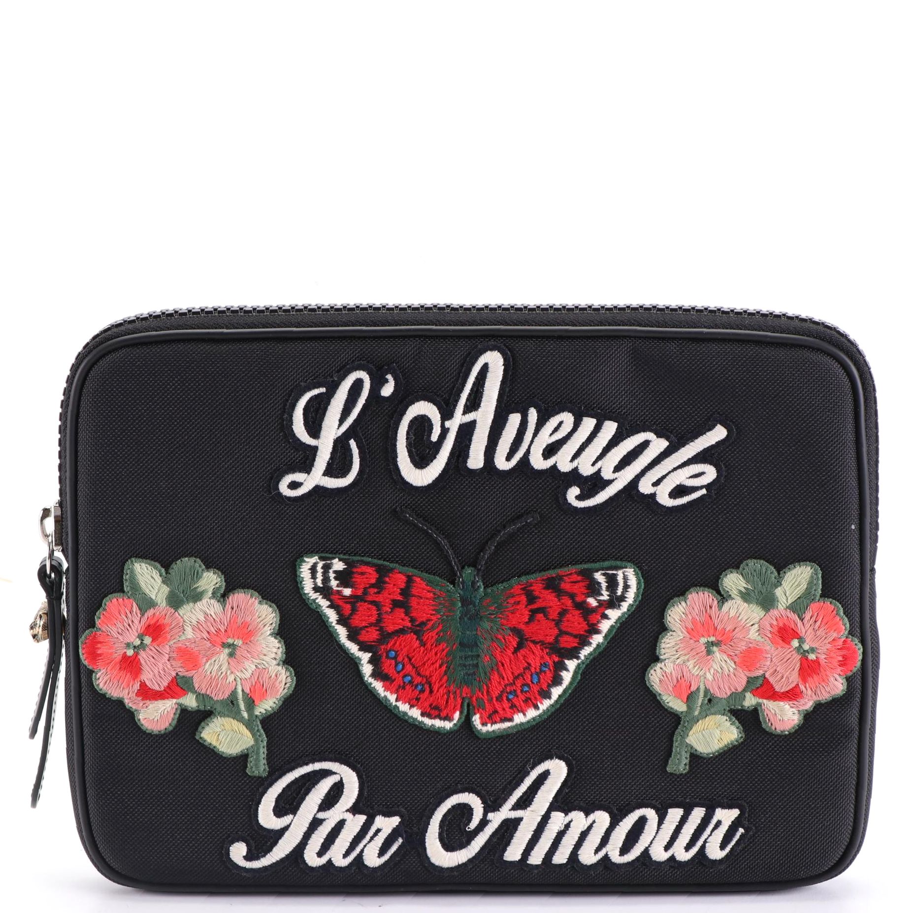 Gucci Zip-Around Tablet Case in Embellished Black Nylon