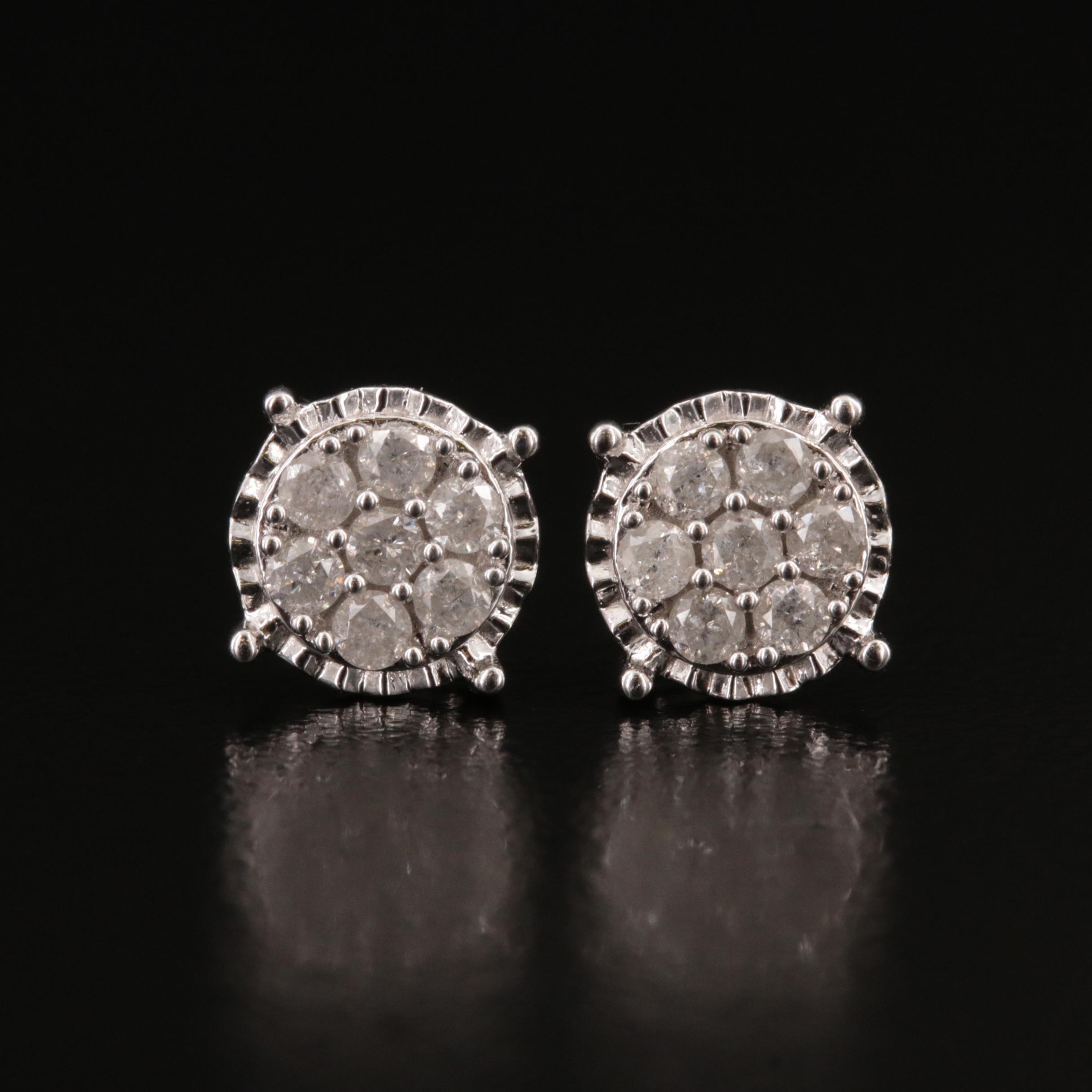 Sterling Diamond Stud Earrings