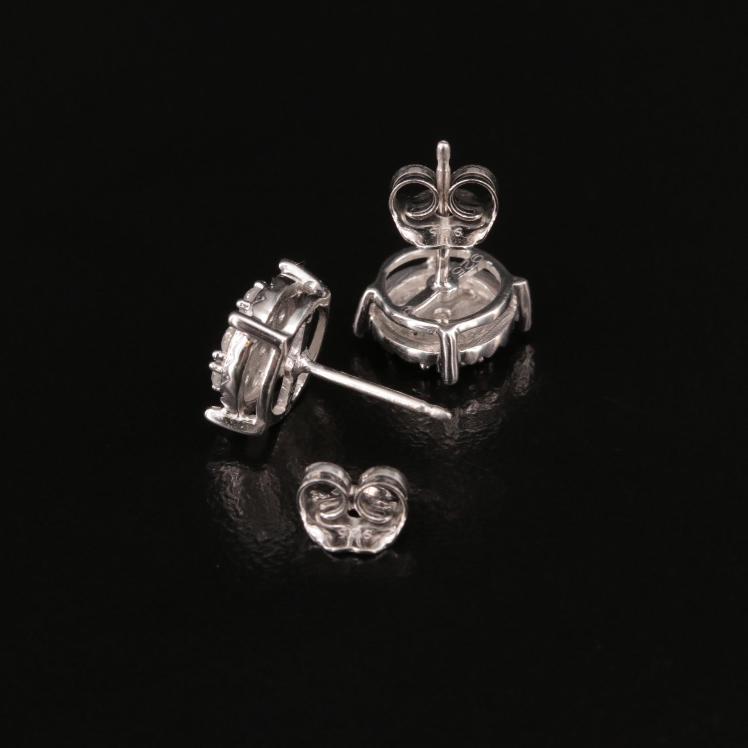 Sterling Diamond Stud Earrings