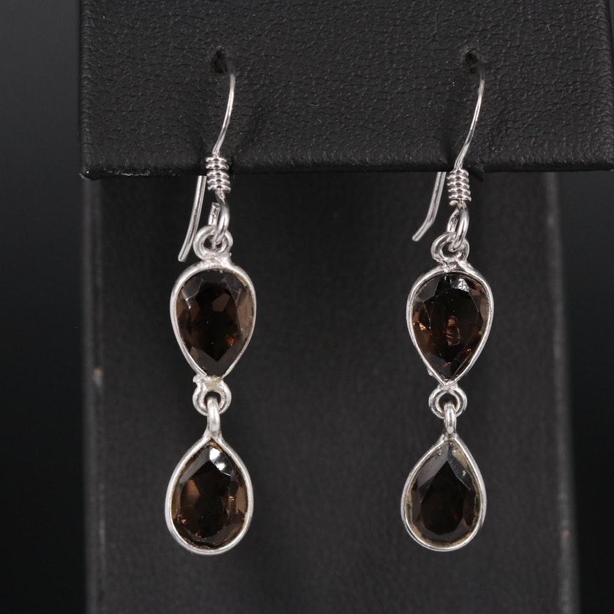 Sterling Smoky Quartz Dangle Earrings