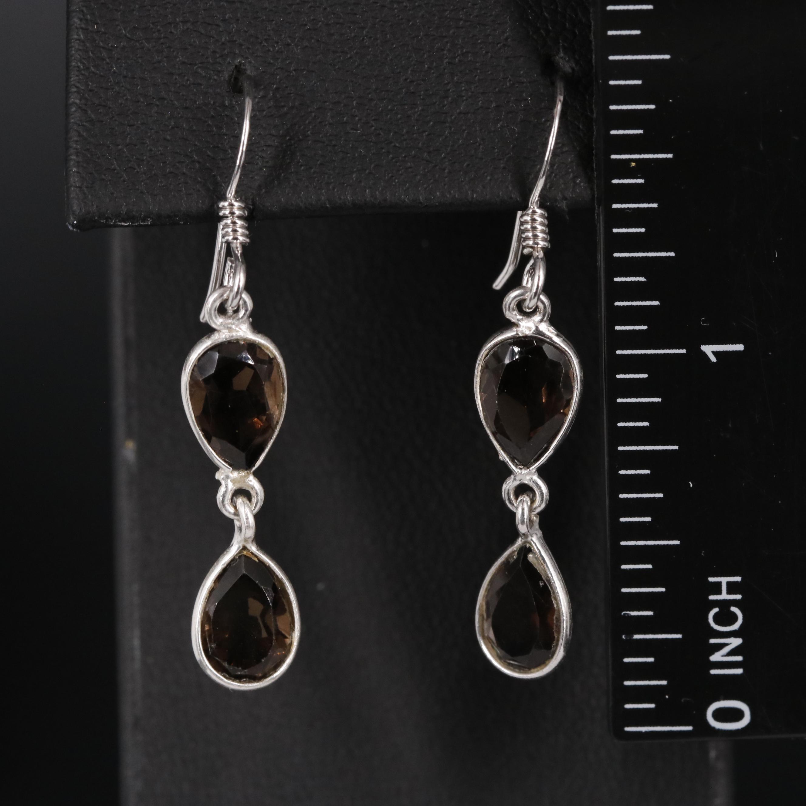 Sterling Smoky Quartz Dangle Earrings