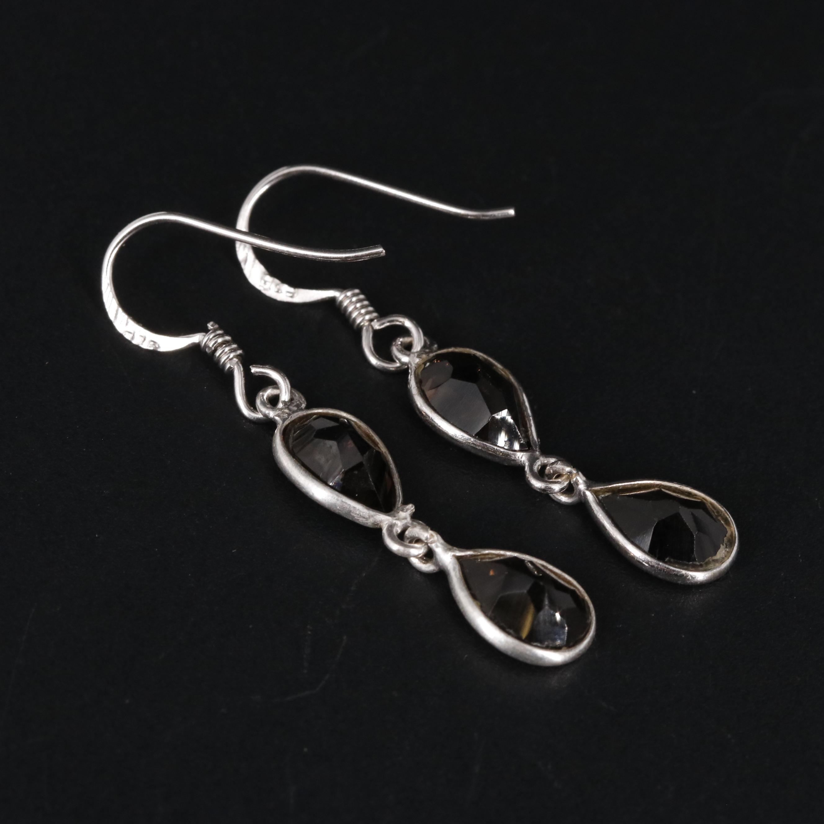 Sterling Smoky Quartz Dangle Earrings