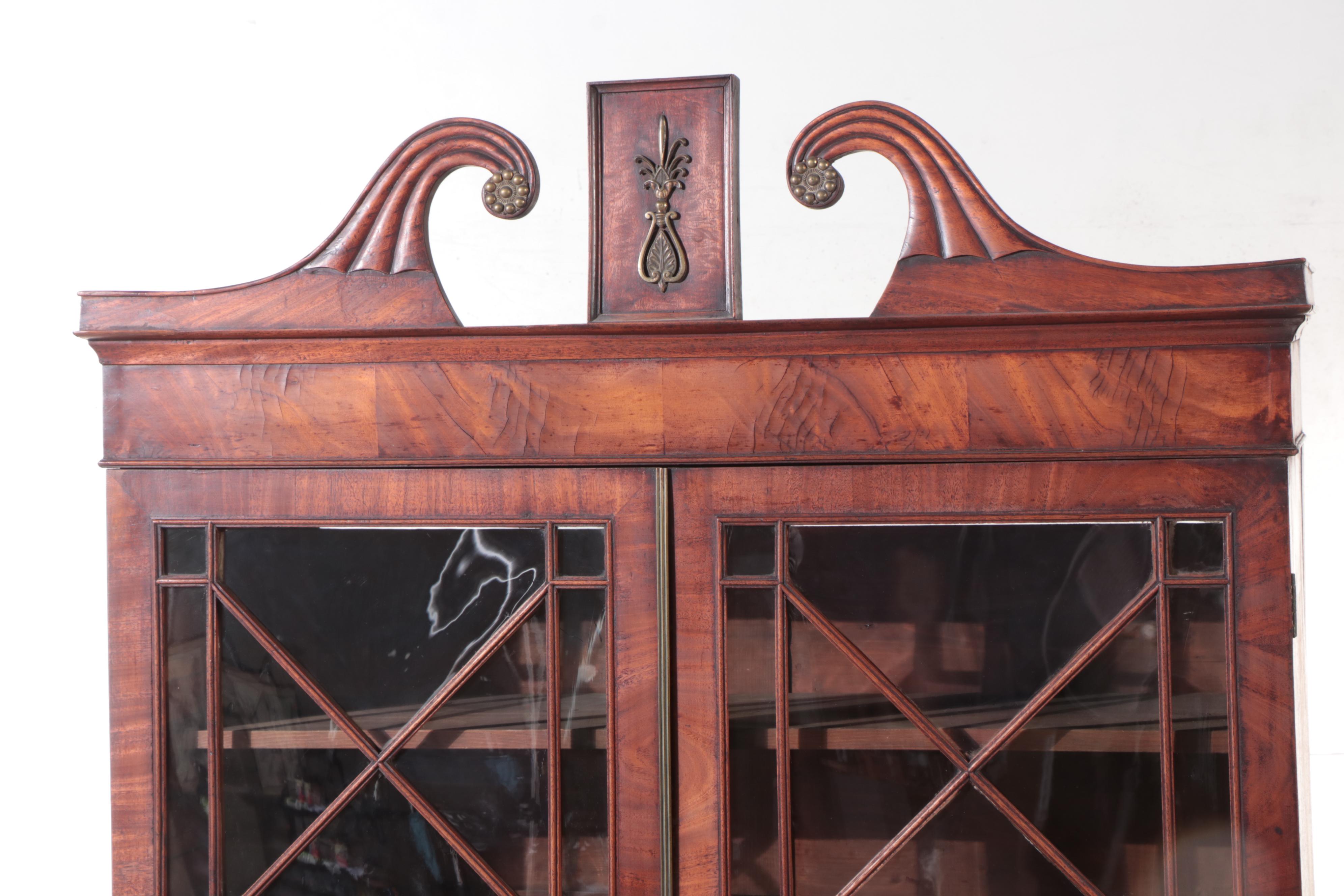 Regency Mahogany and String-Inlaid Secretaire Bookcase, Early 19th Century