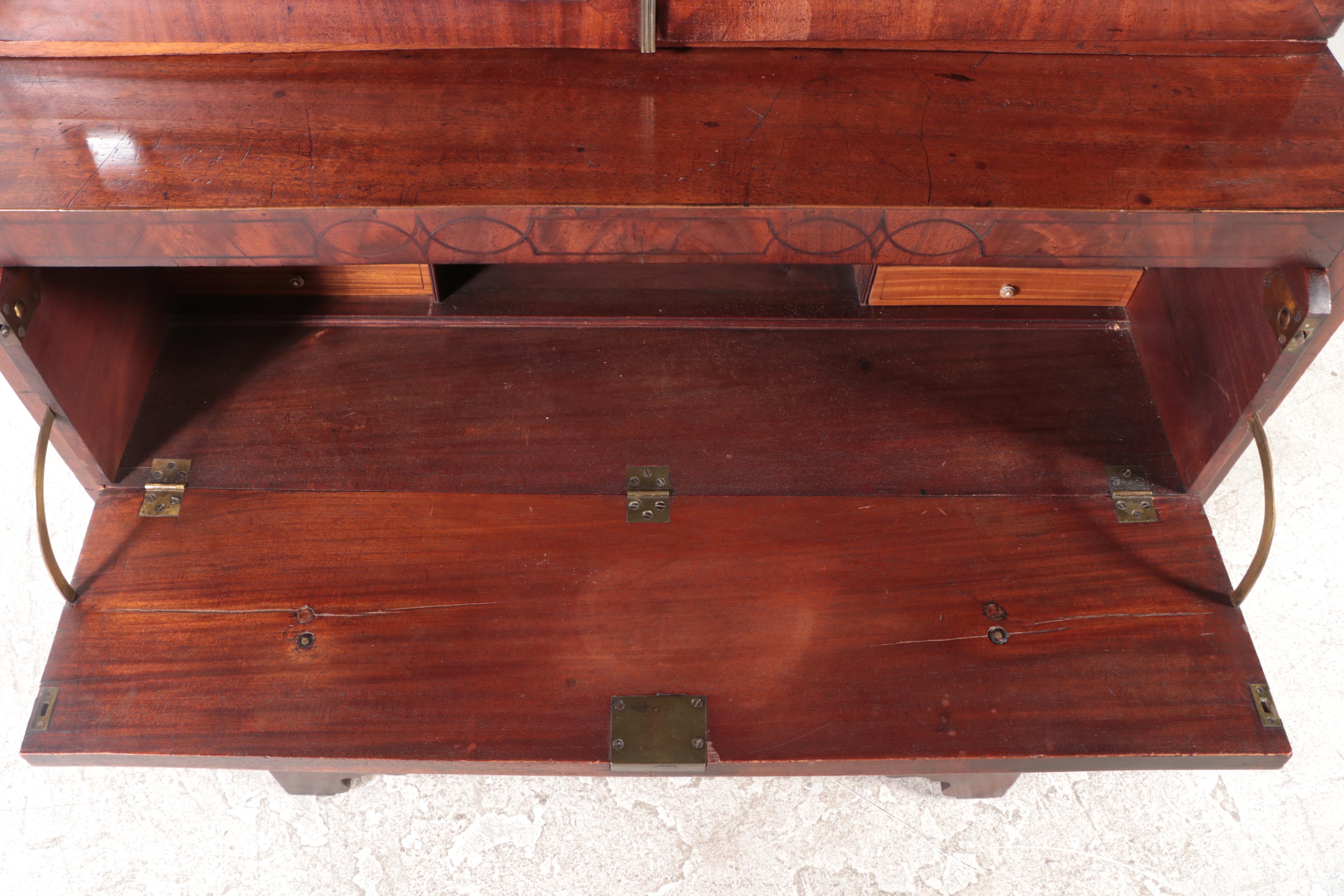 Regency Mahogany and String-Inlaid Secretaire Bookcase, Early 19th Century