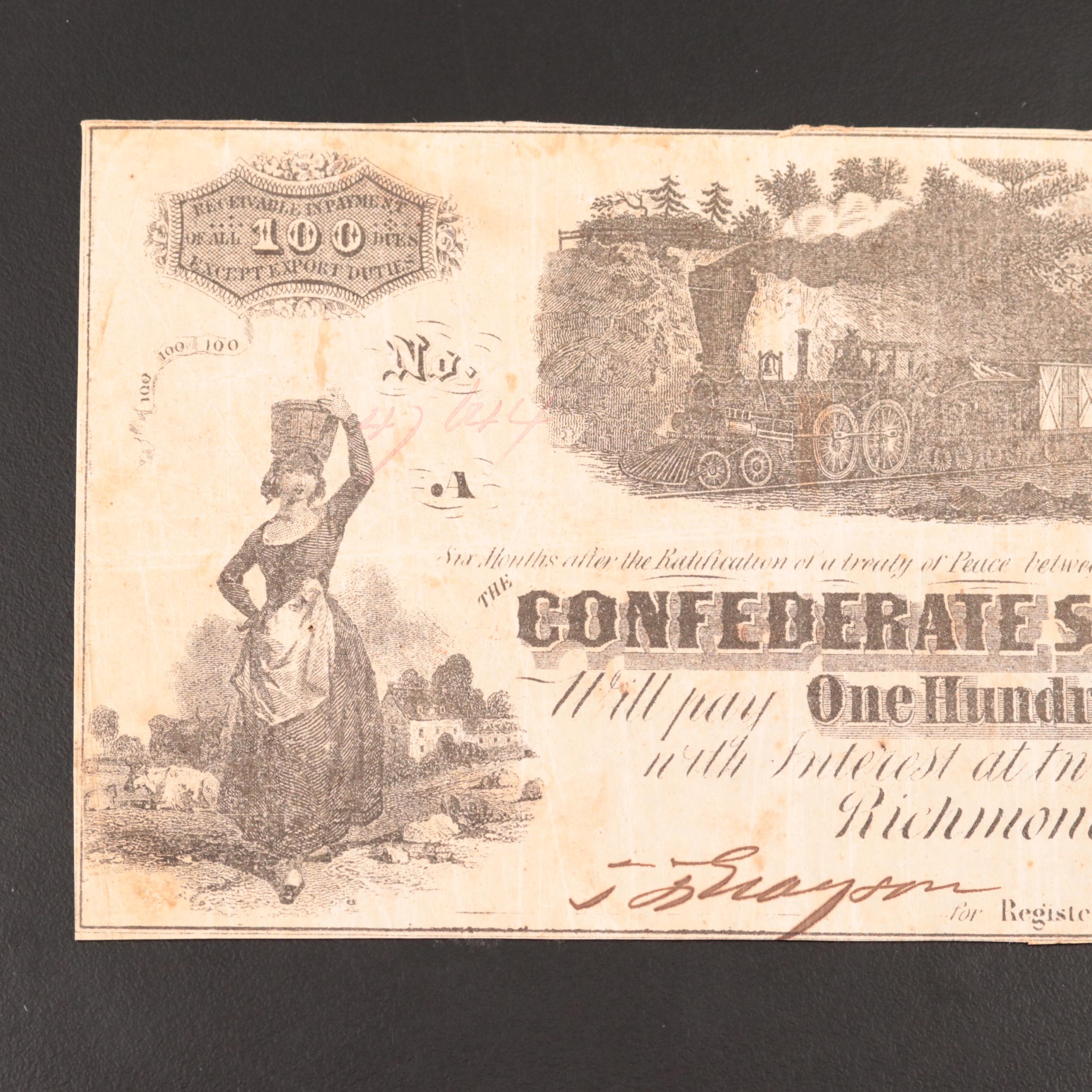 Three Large-Size Banknotes, U.S. and CSA Currency