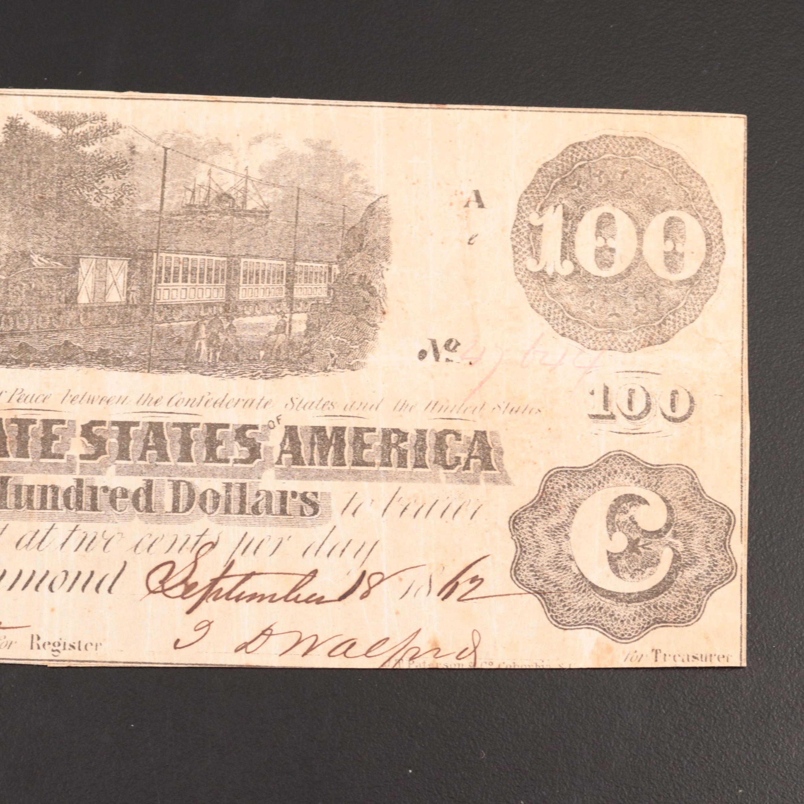 Three Large-Size Banknotes, U.S. and CSA Currency