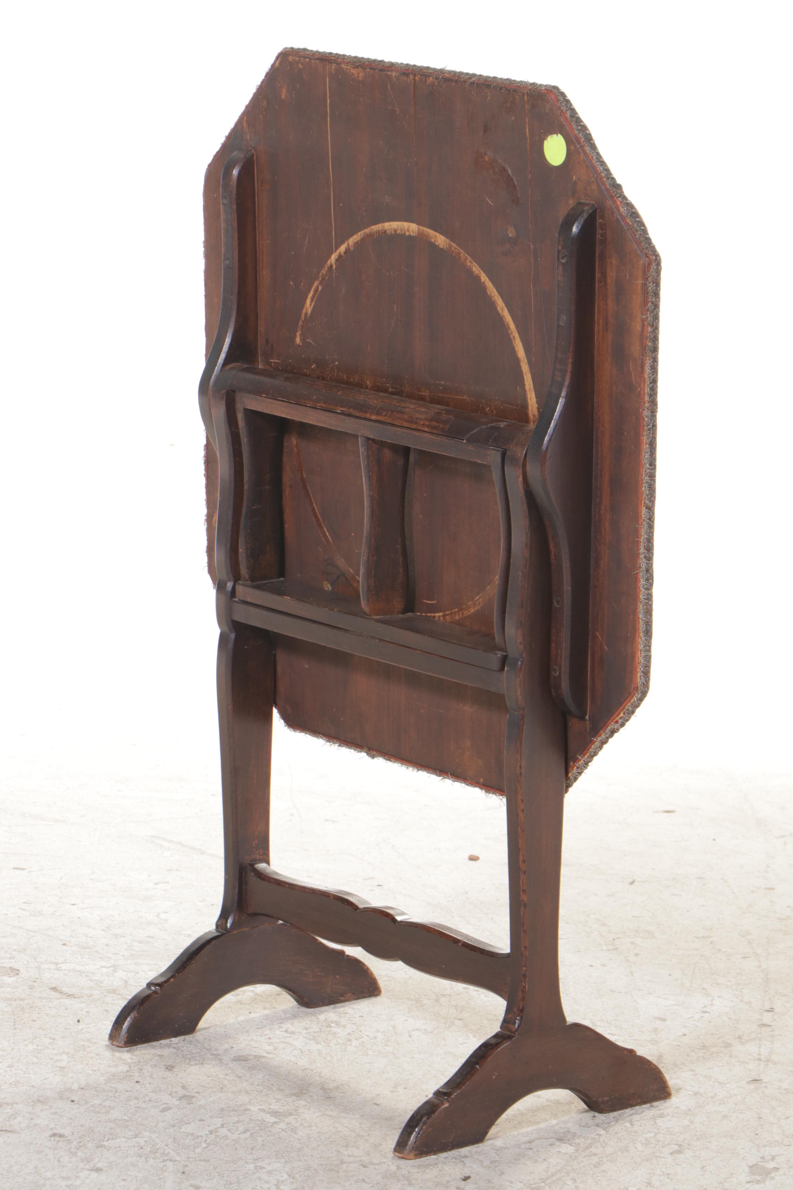 French Beech and Needlepoint Tilt-Top Table, 19th Century