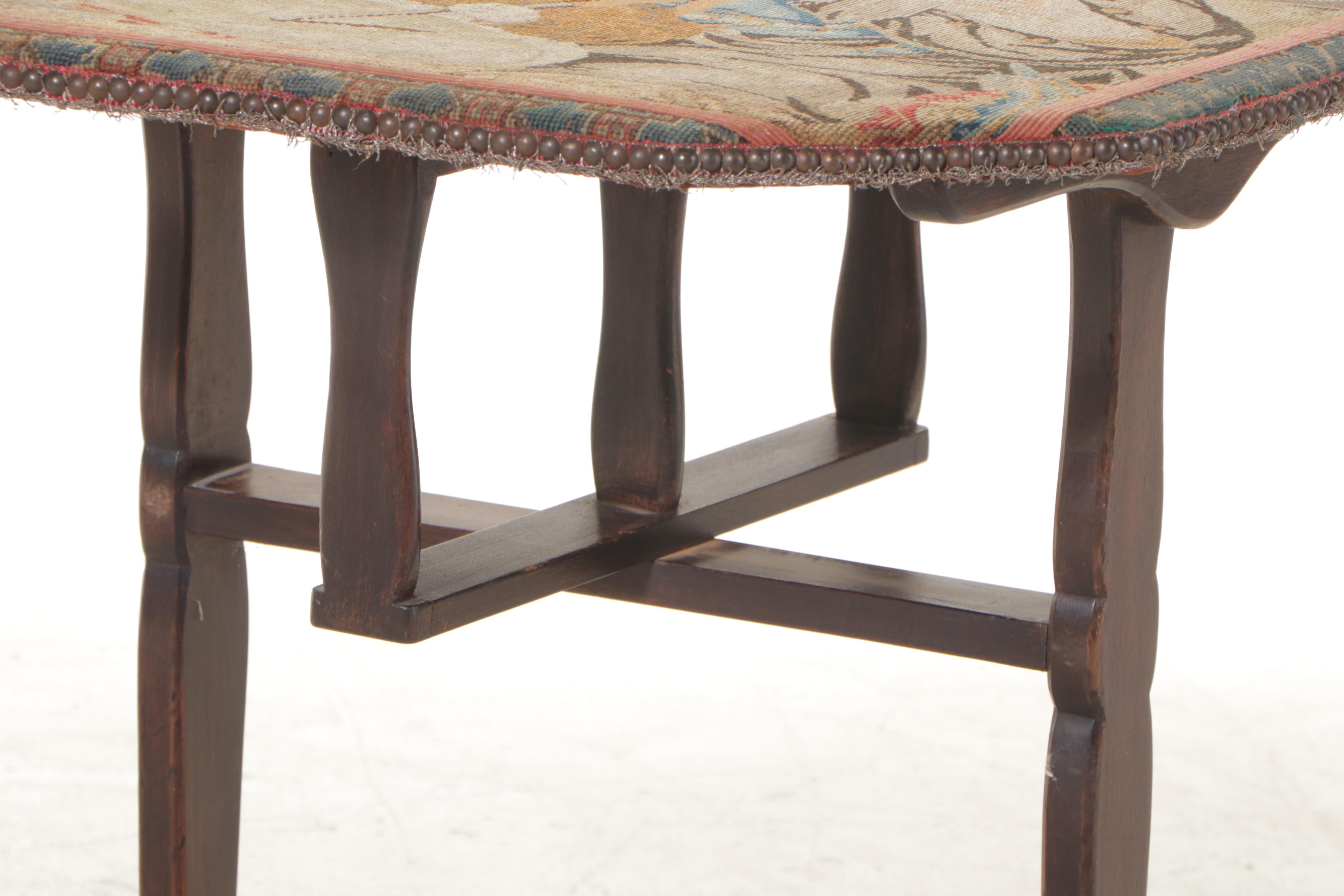 French Beech and Needlepoint Tilt-Top Table, 19th Century