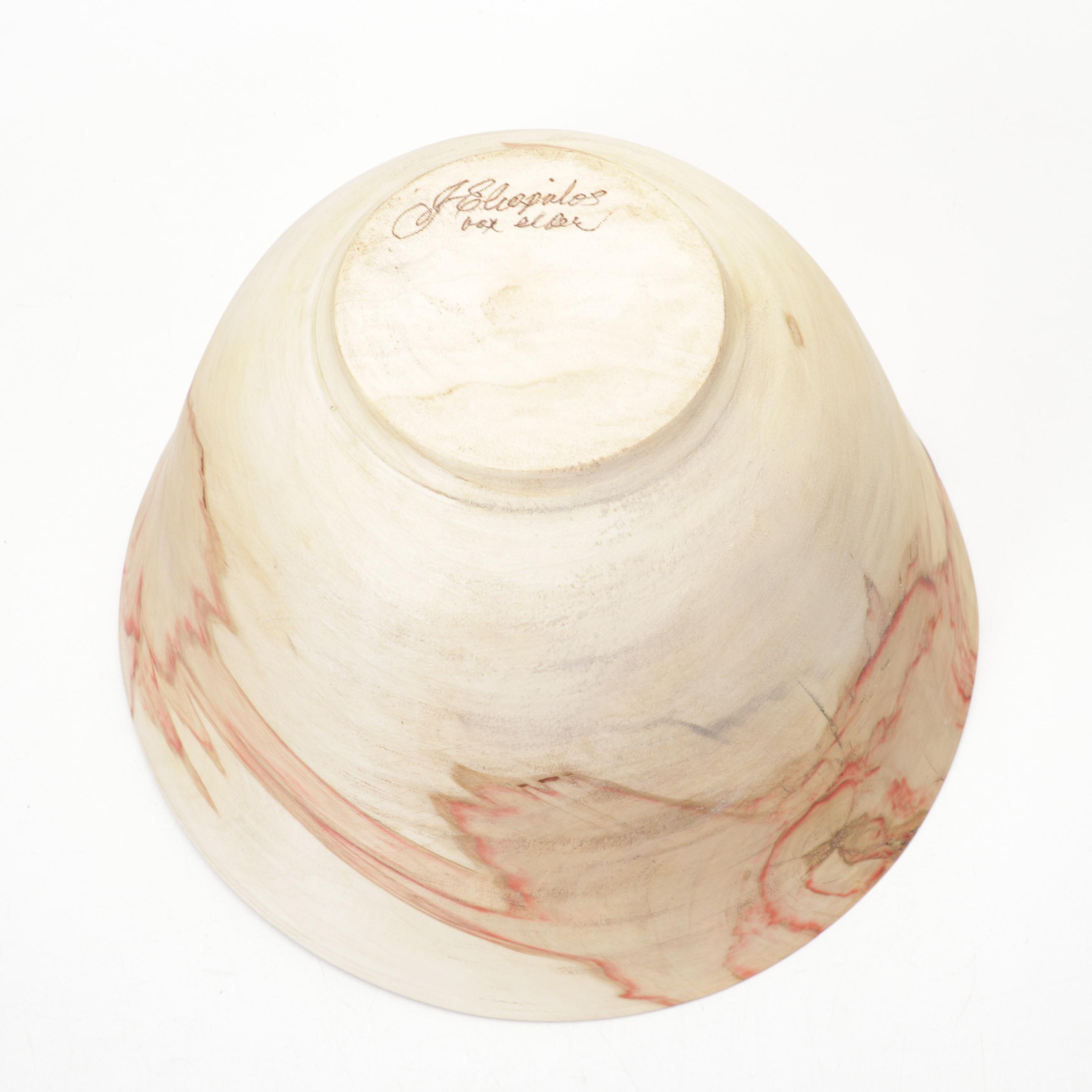 Jim Eliopulos Turned Box Elder Bowl, Maple Bird Sculpture, & Cutting Board