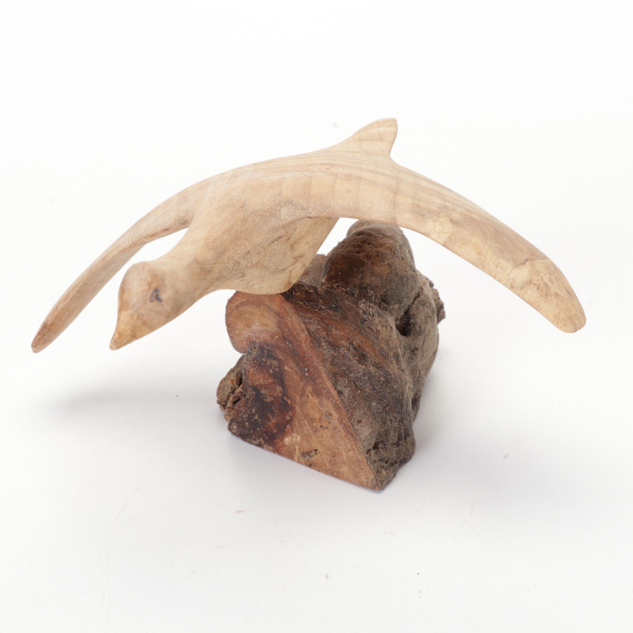 Jim Eliopulos Turned Box Elder Bowl, Maple Bird Sculpture, & Cutting Board