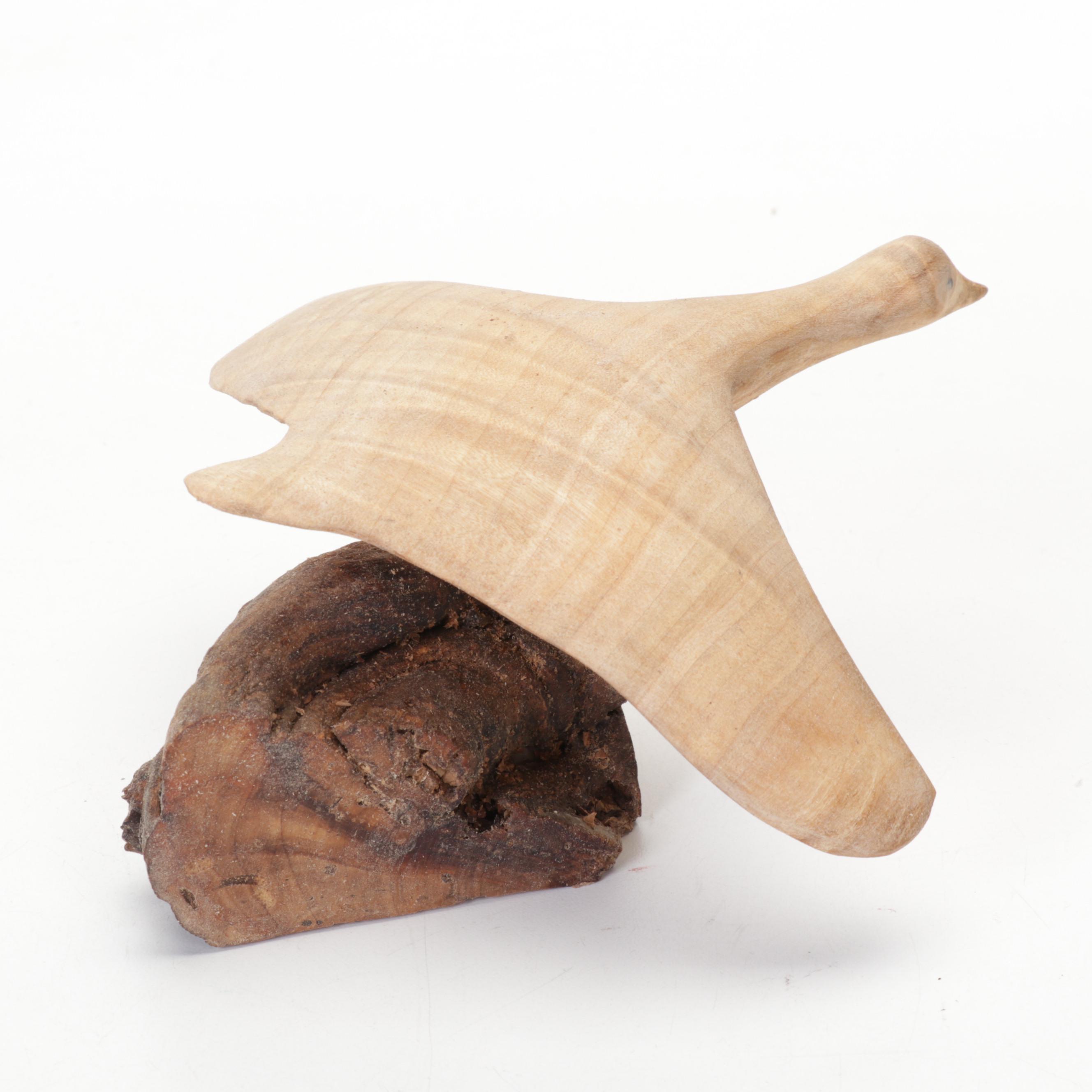 Jim Eliopulos Turned Box Elder Bowl, Maple Bird Sculpture, & Cutting Board