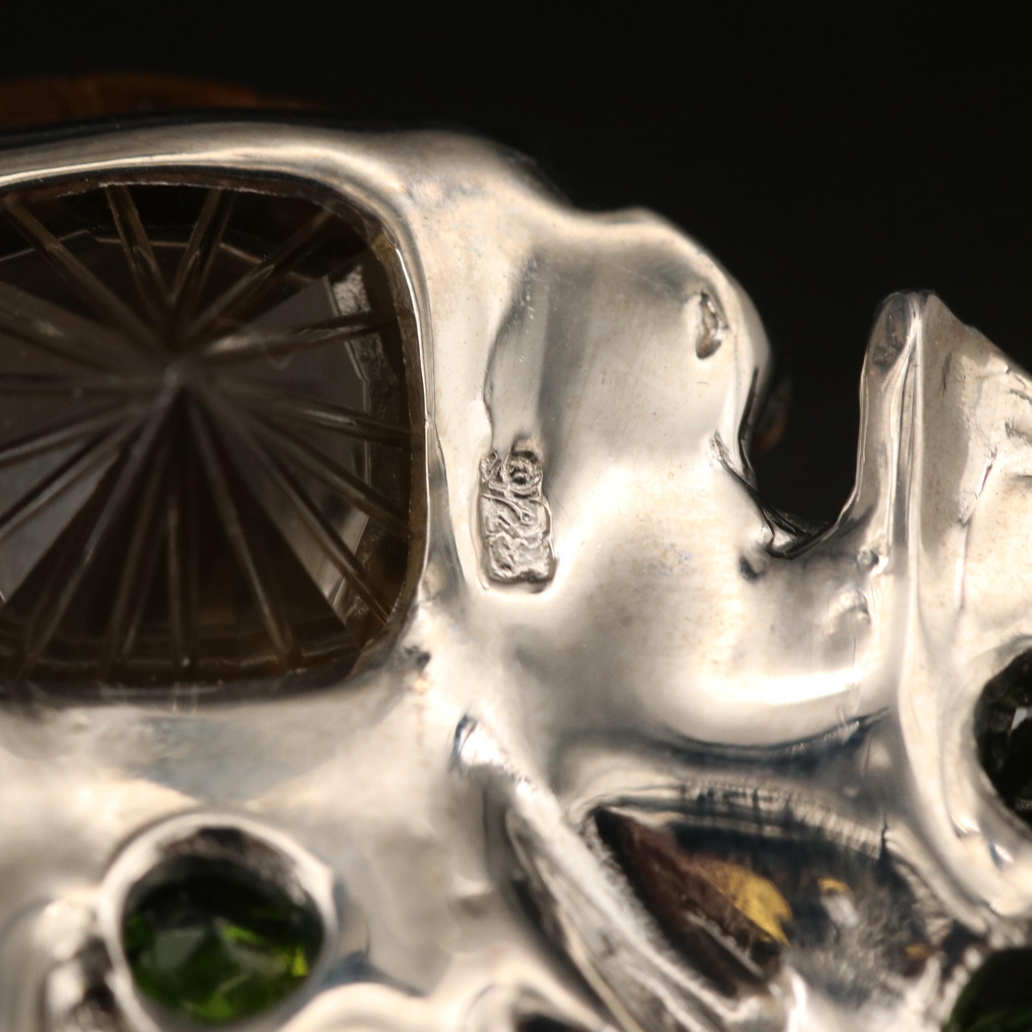 Sterling Citrine, Diopside and Sapphire Pendant