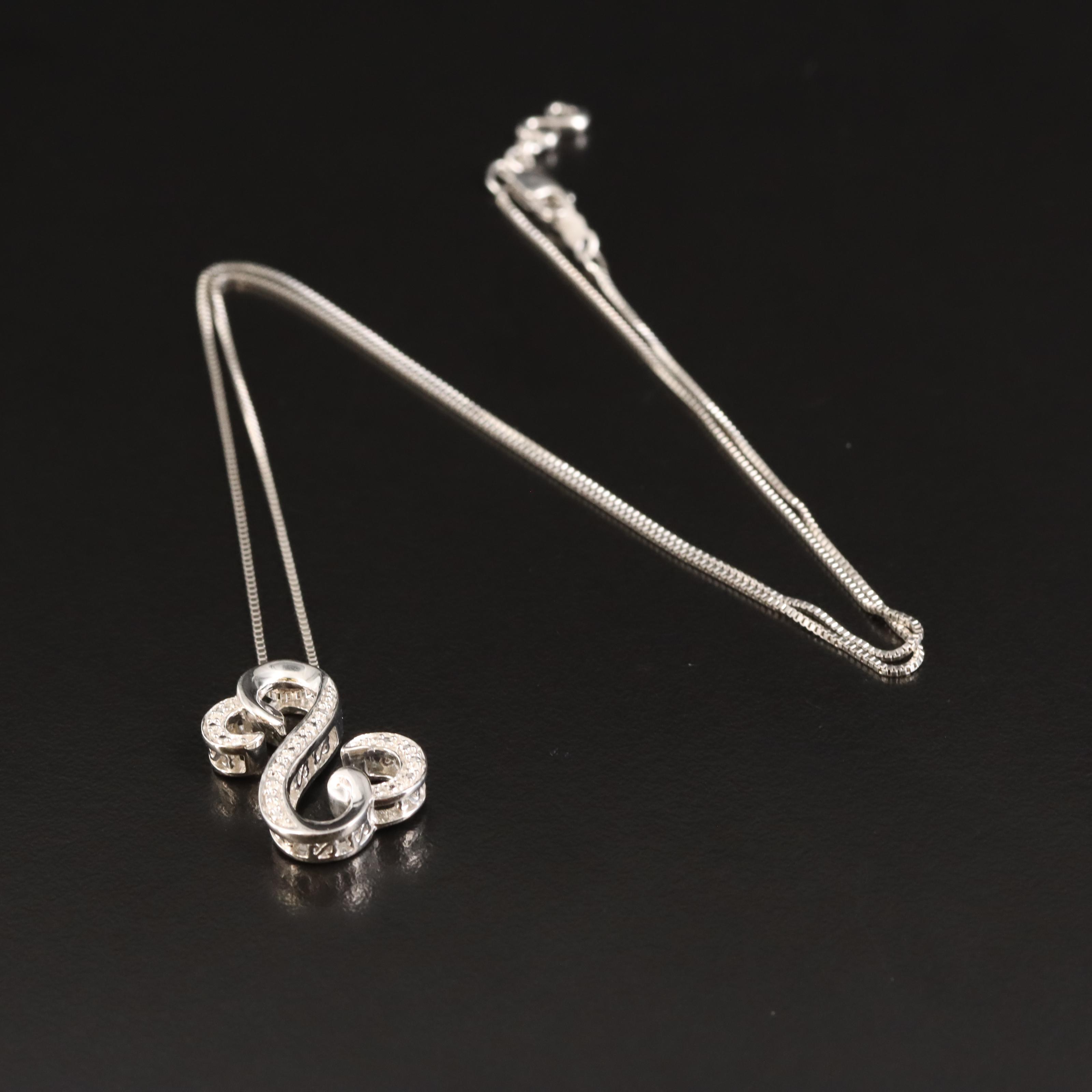 Sterling Diamond Heart Pendant Necklace