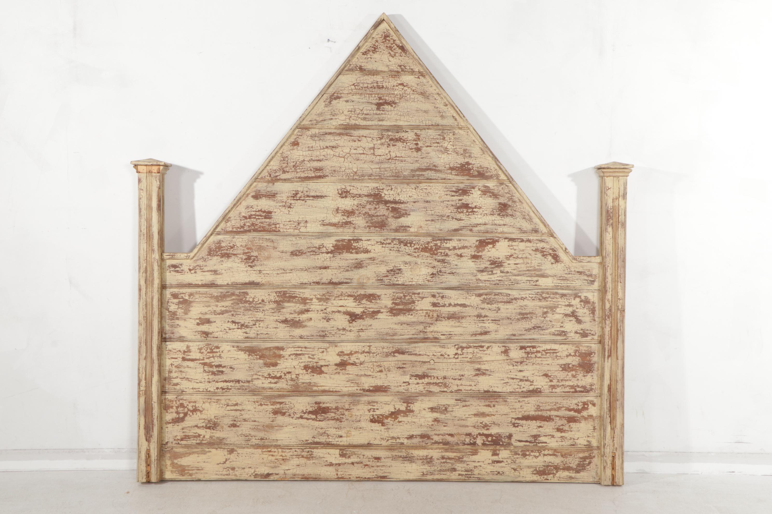 Contemporary Rustic King Size Bed with Distressed Paint Finish