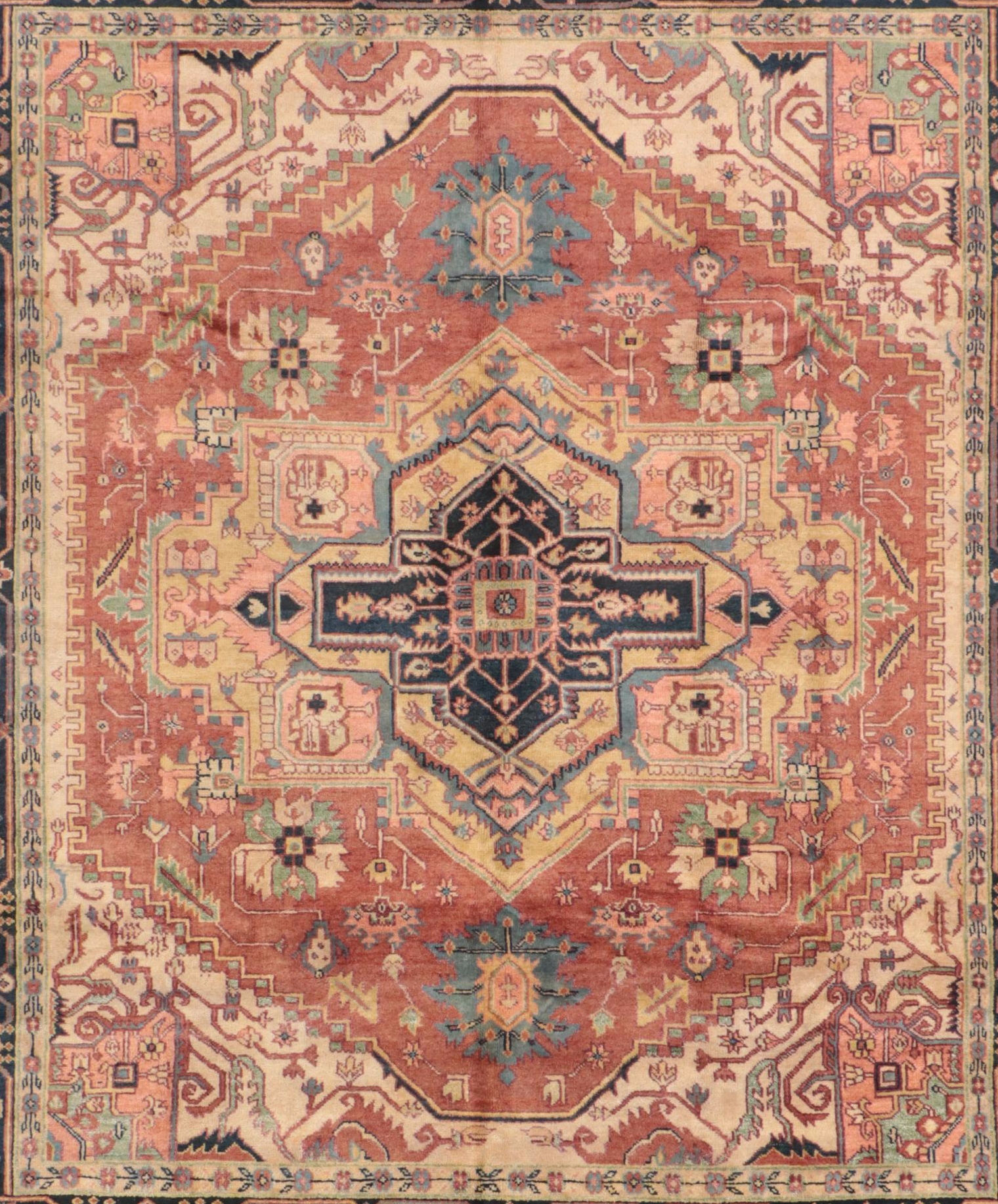 8'1 x 10' Hand-Knotted Indo-Persian Serapi Area Rug