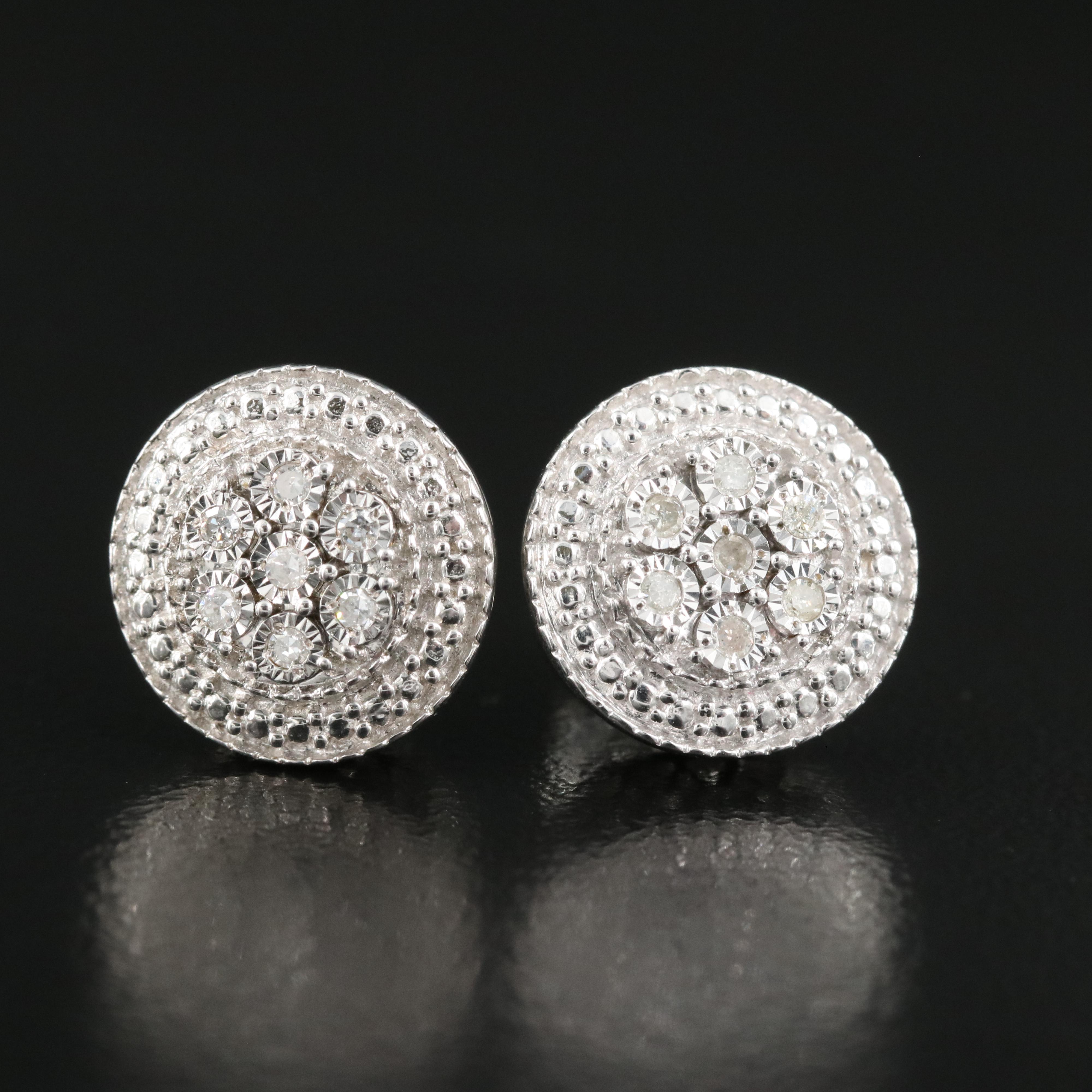 Sterling Diamond Stud Earrings