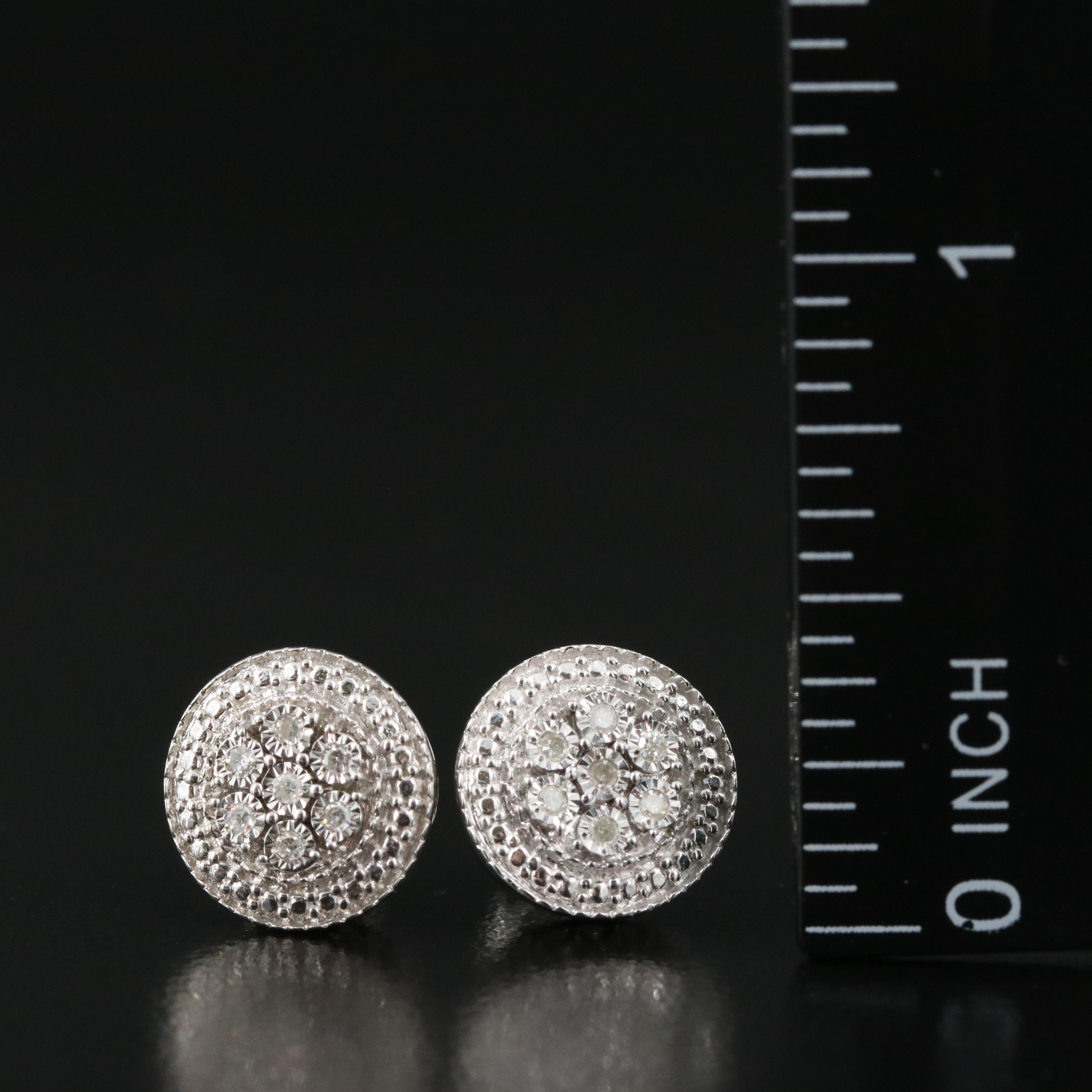 Sterling Diamond Stud Earrings