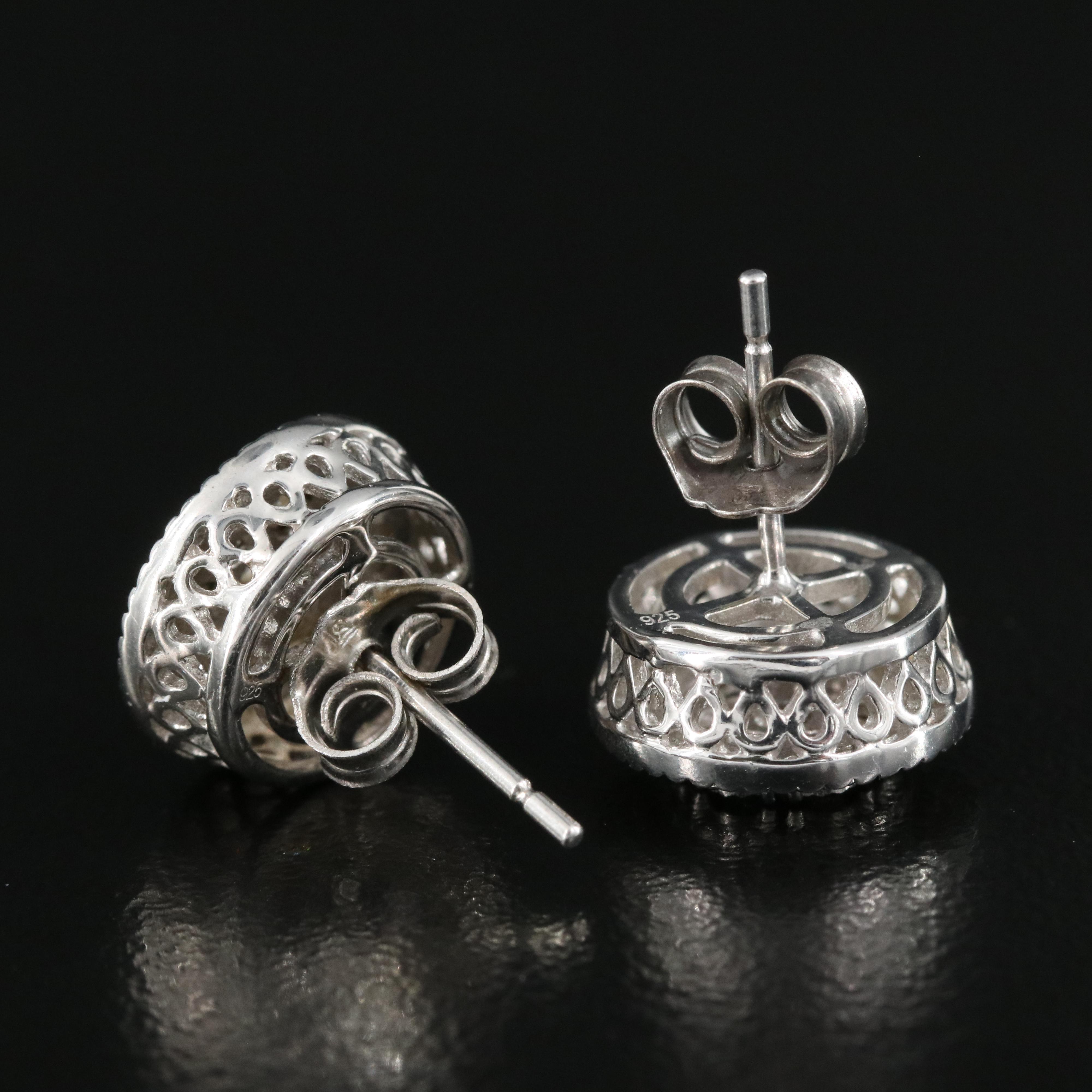 Sterling Diamond Stud Earrings