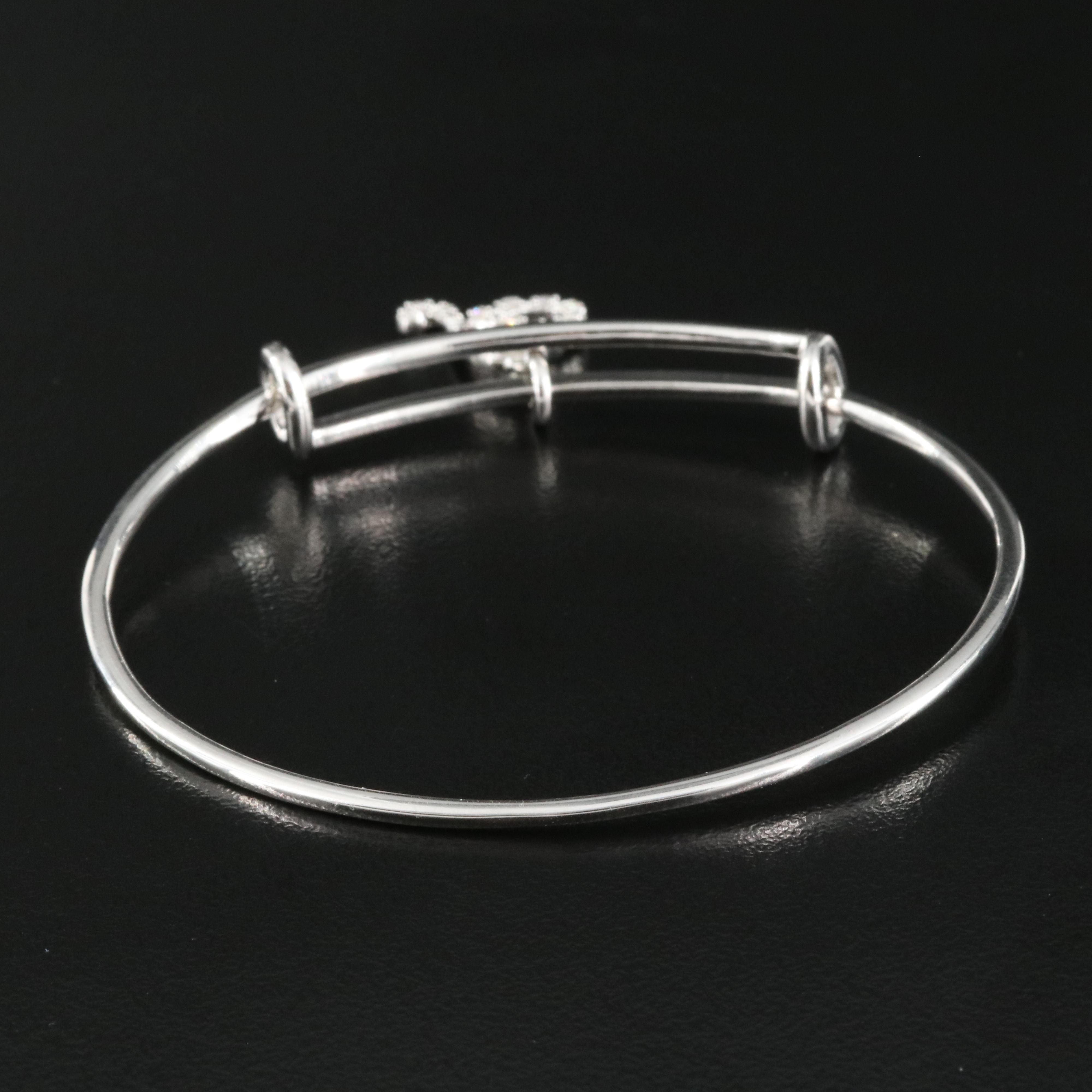 Sterling Diamond Stylized Leo Charm Bangle