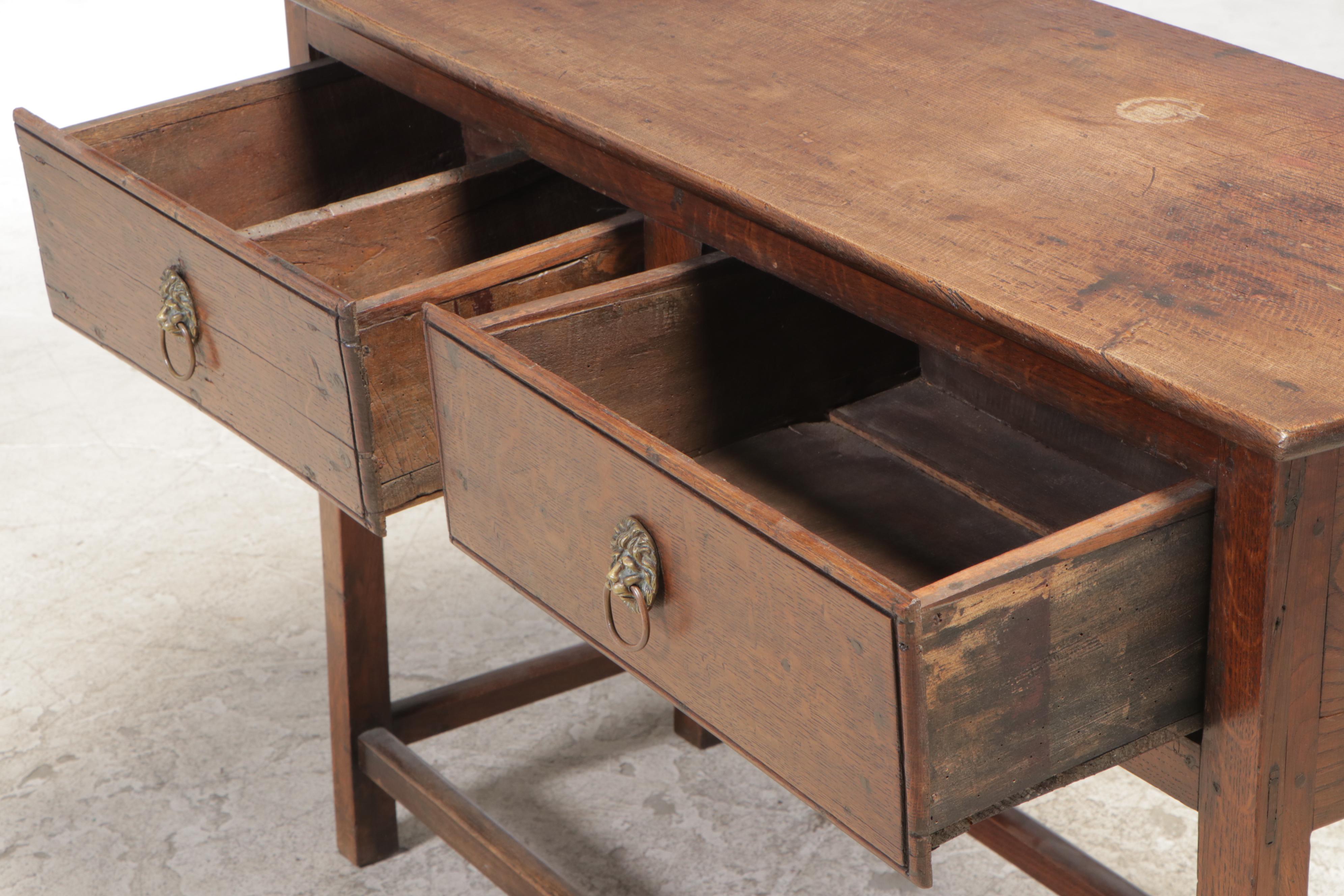 Oak Two-Drawer Side Table, 18th Century