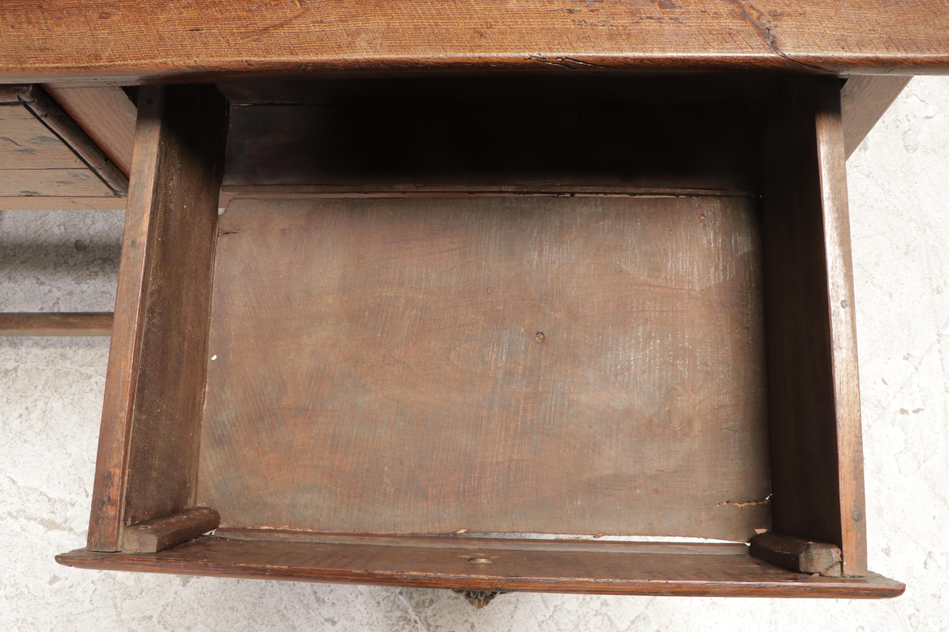 Oak Two-Drawer Side Table, 18th Century