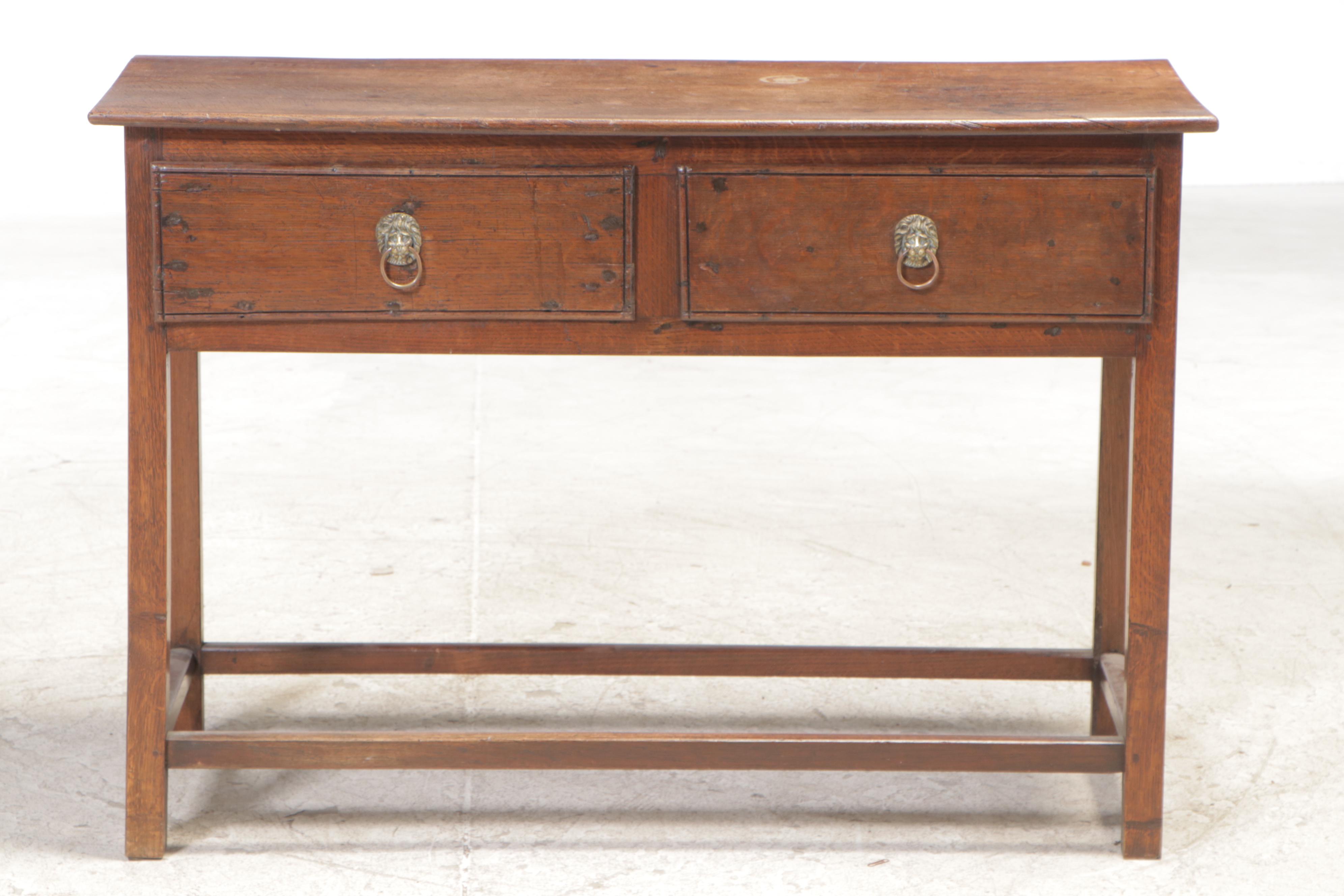 Oak Two-Drawer Side Table, 18th Century