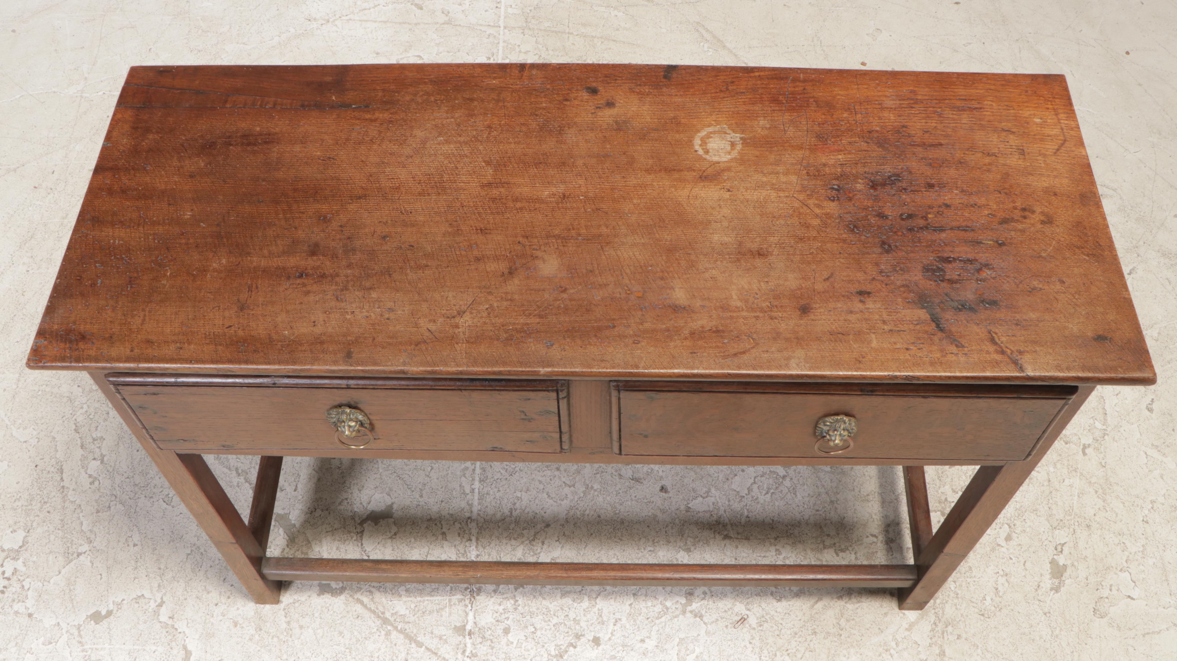 Oak Two-Drawer Side Table, 18th Century