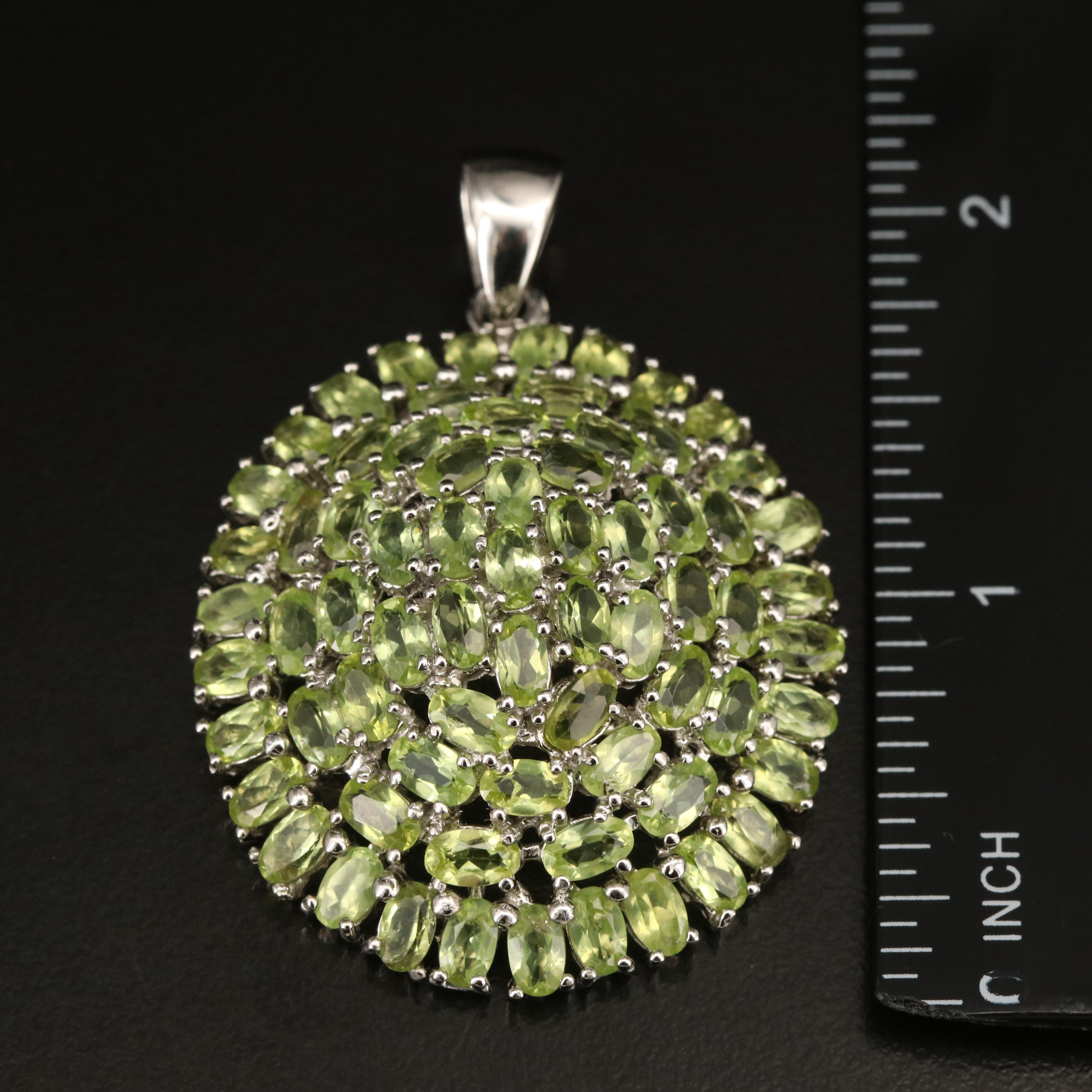Sterling Peridot Domed Clustered Pendant