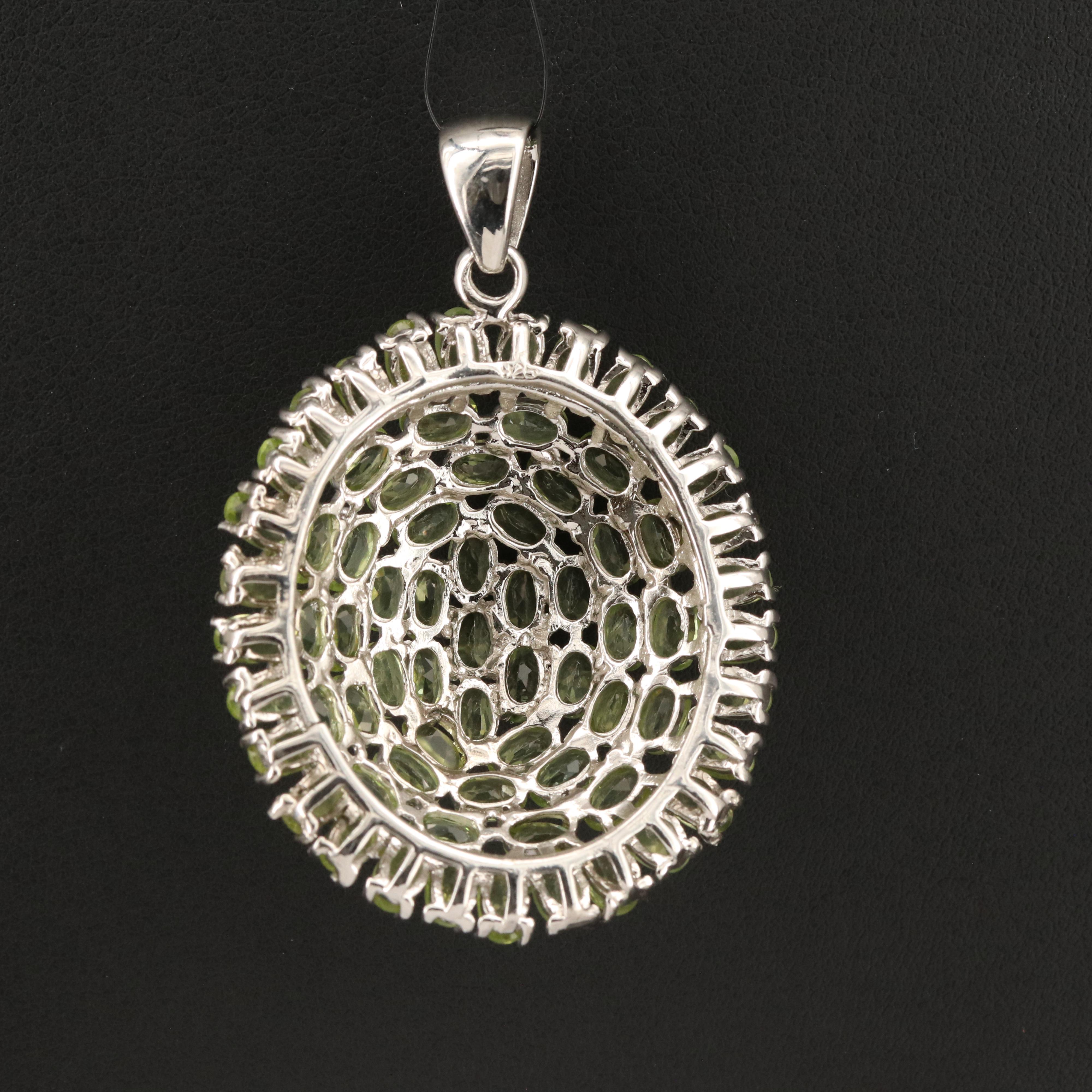 Sterling Peridot Domed Clustered Pendant