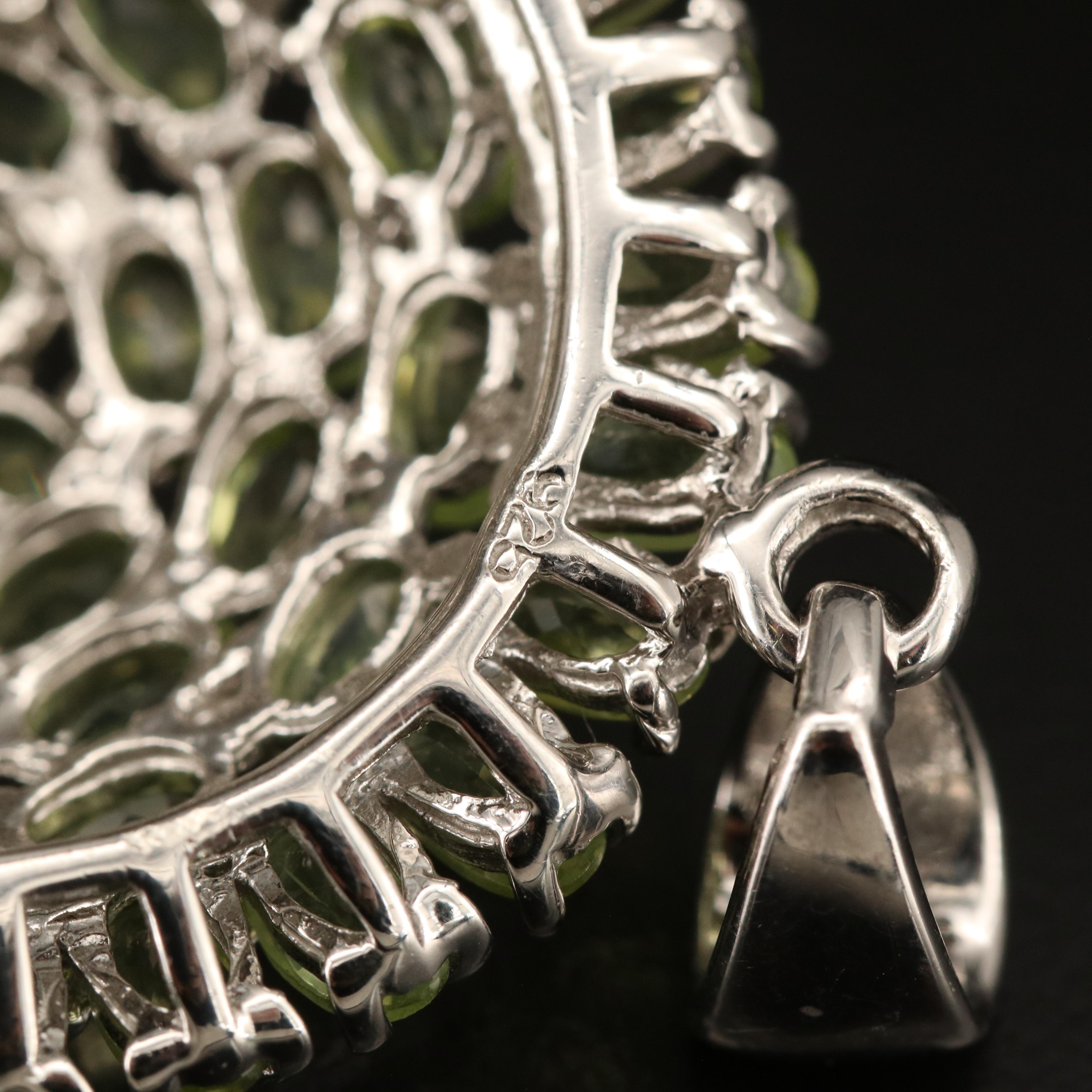 Sterling Peridot Domed Clustered Pendant