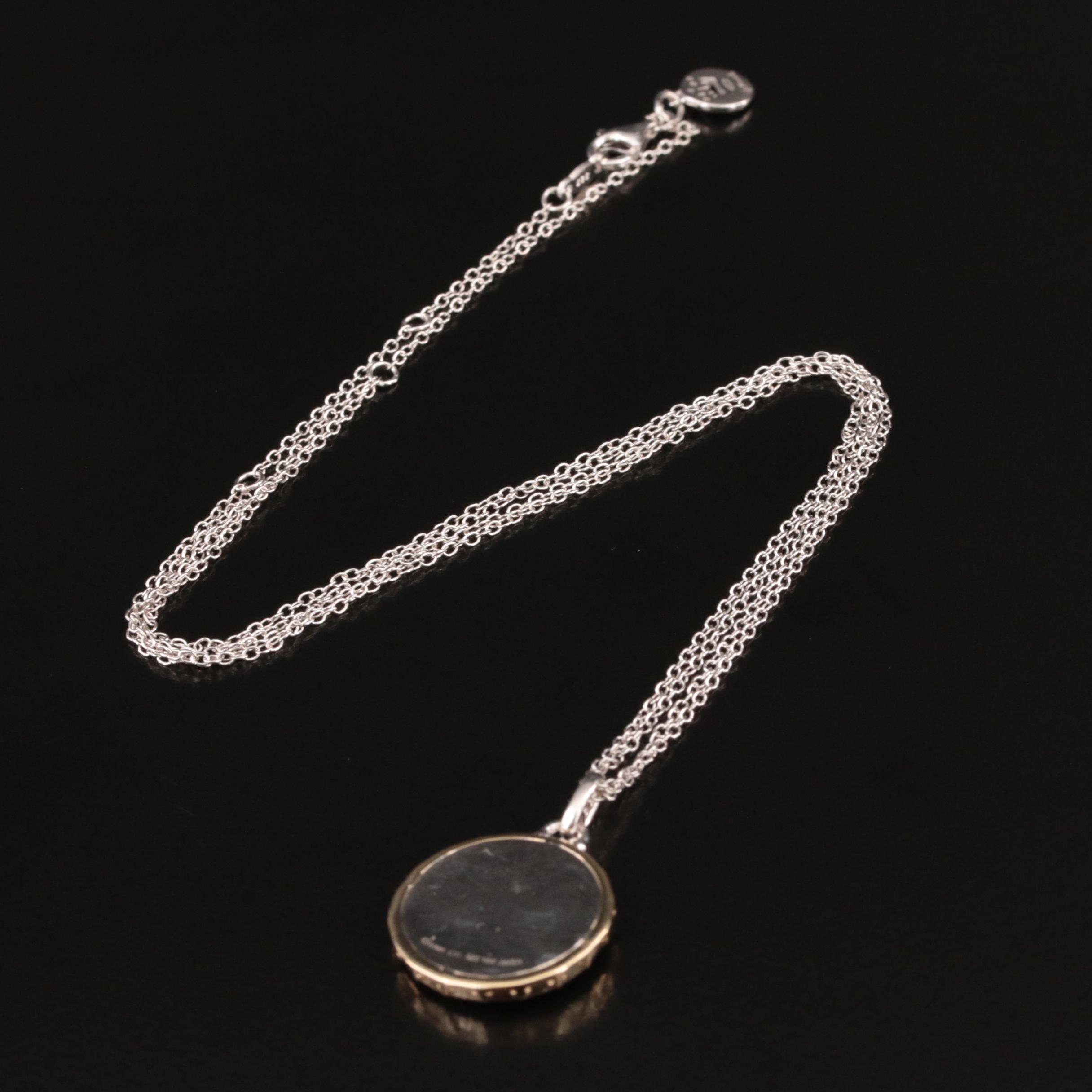 Sterling Diamond Cross Pendant Necklace with 14K Accents