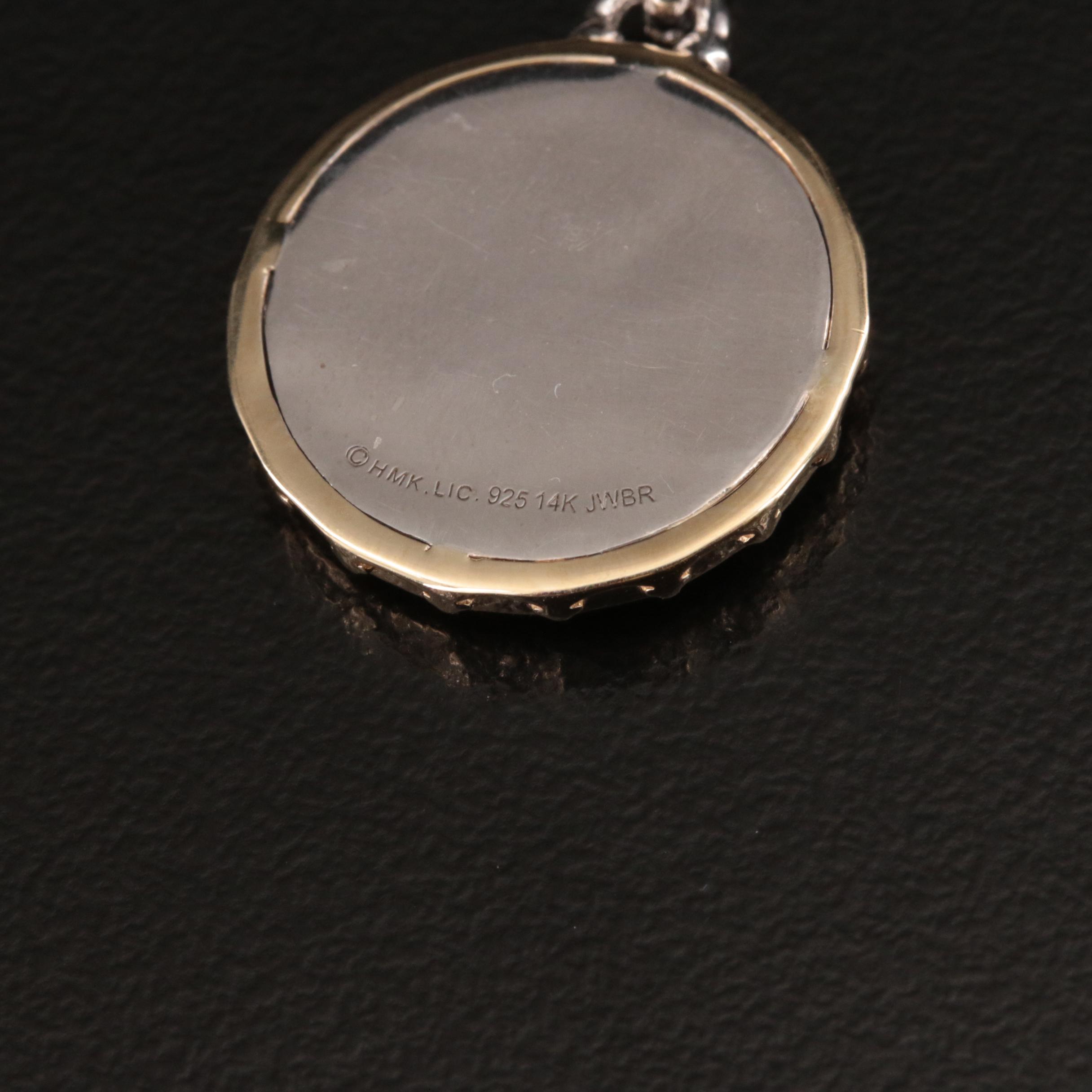 Sterling Diamond Cross Pendant Necklace with 14K Accents