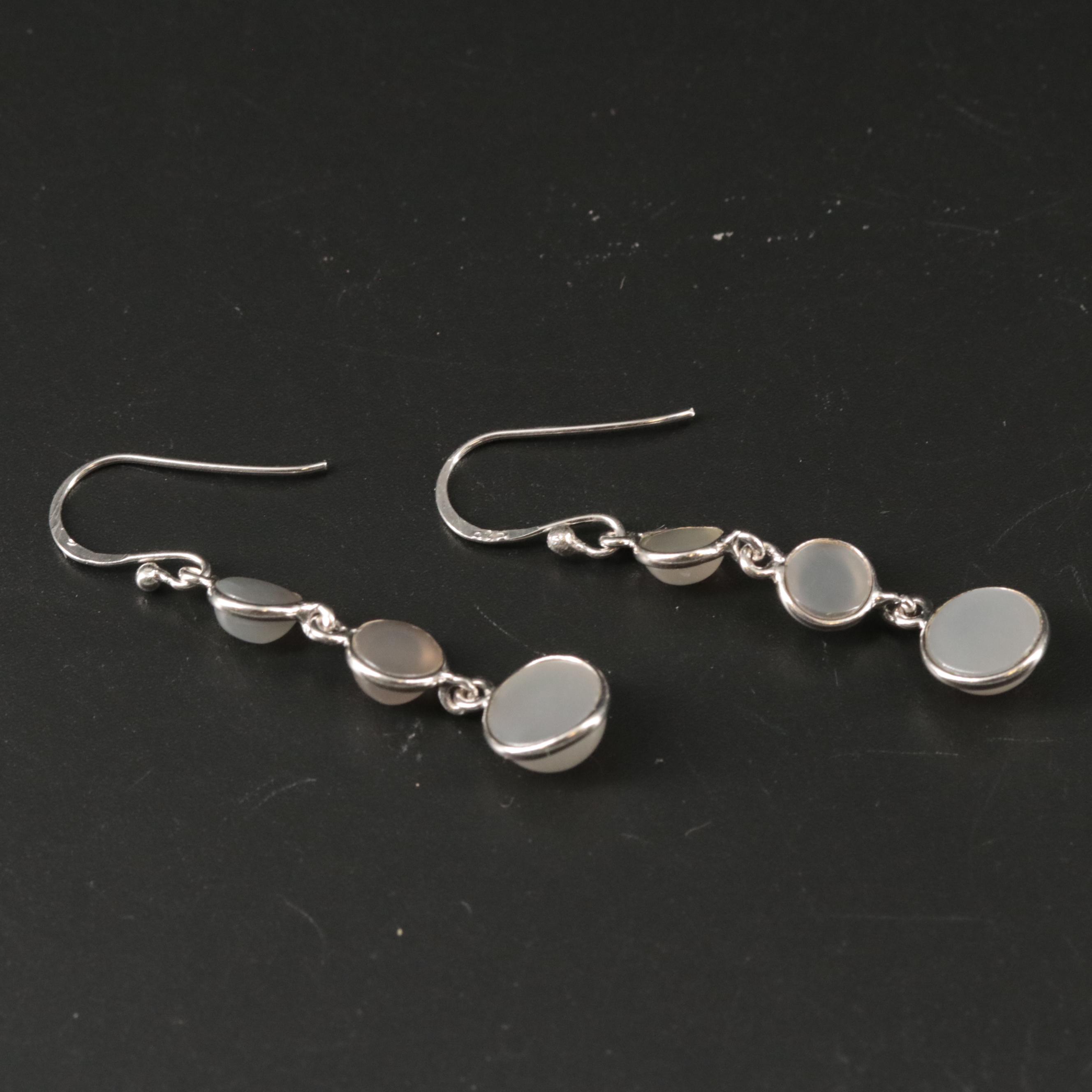 Sterling Silver Tiered Moonstone Earrings