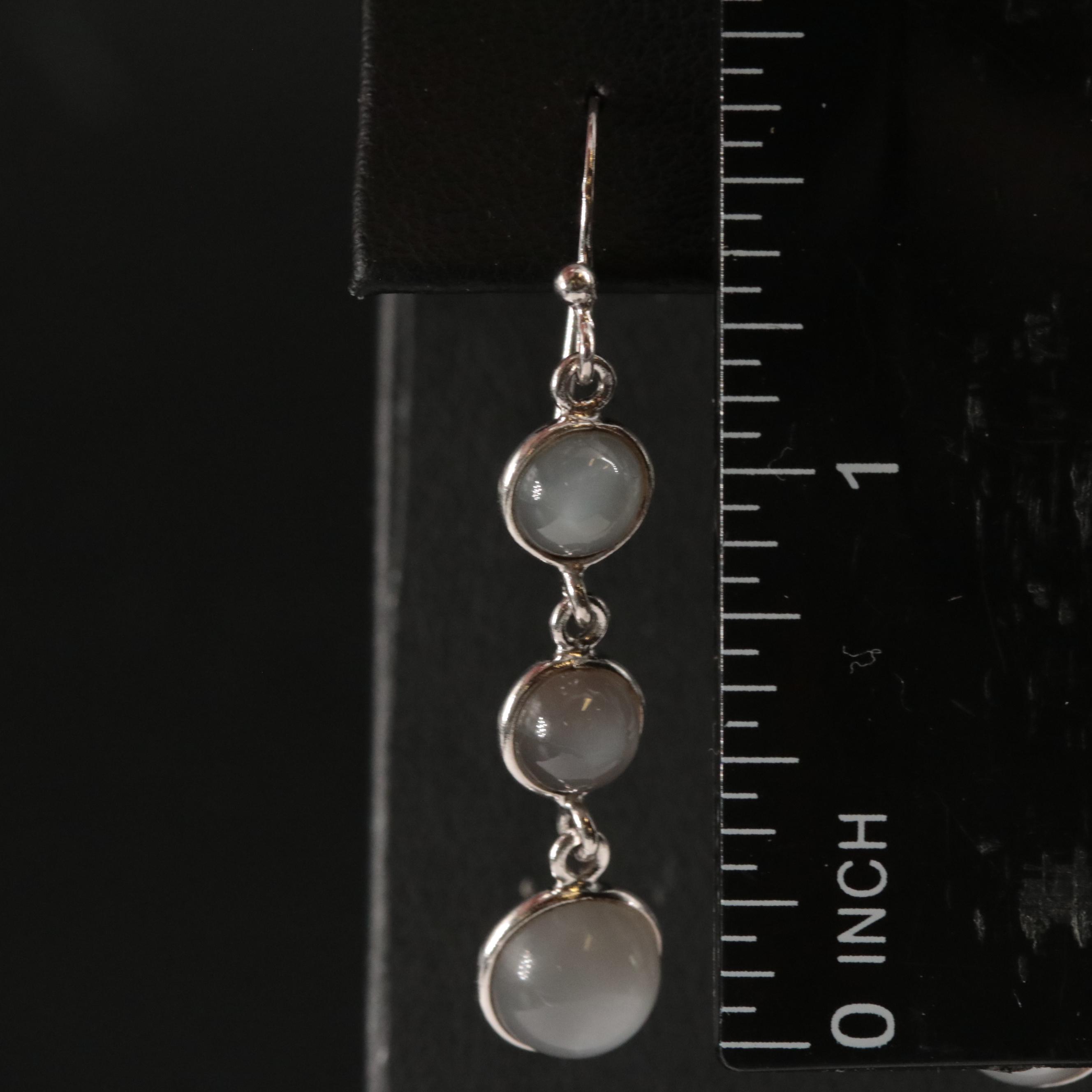 Sterling Silver Tiered Moonstone Earrings