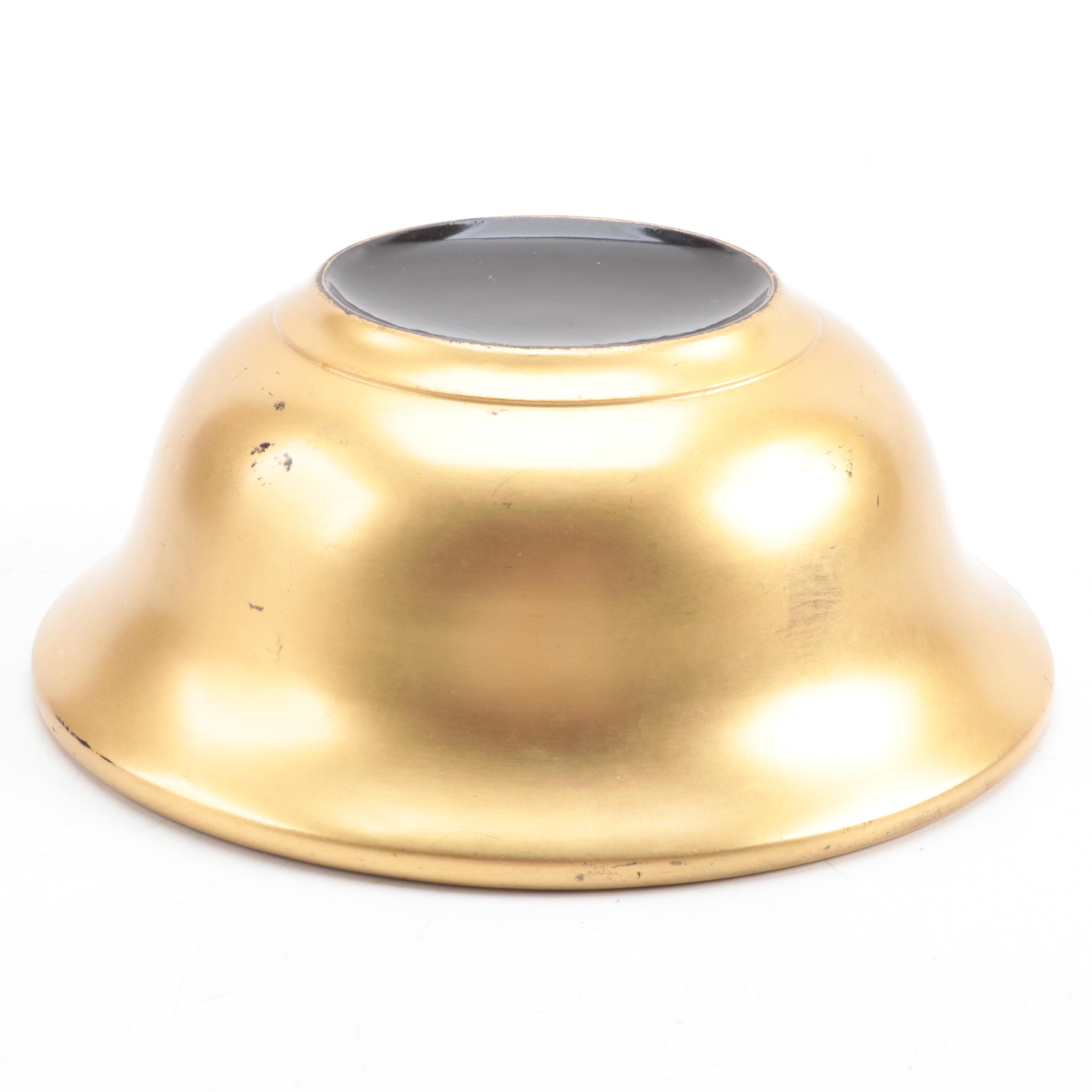 Japanese Gold Hand-Painted Lacquerware Bowls